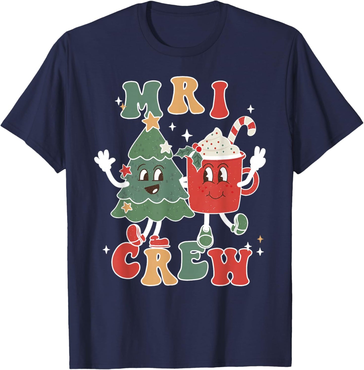 Christmas MRI Tech Crews Coffee Latte Xmas MRI Technologist T-Shirt - T-Shirt | Navy