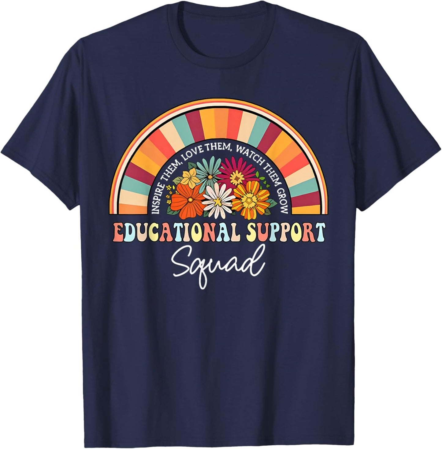 Educational Support Squad Rainbow SPED Teacher Student Team T-Shirt - T-Shirt | Navy