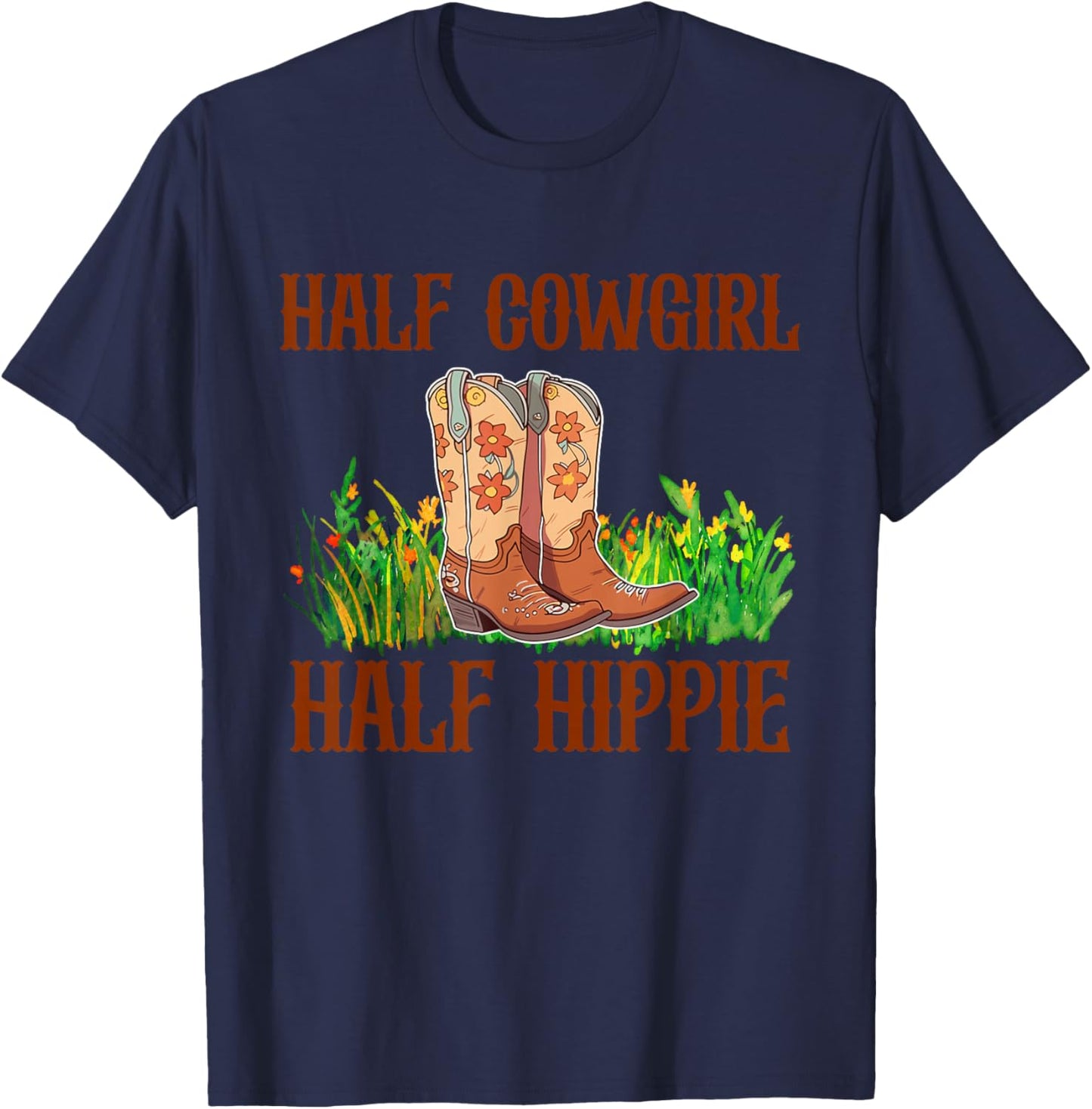 Half Cowgirl Half Hippie Vintage Cowgirl T-Shirt - T-Shirt | Navy