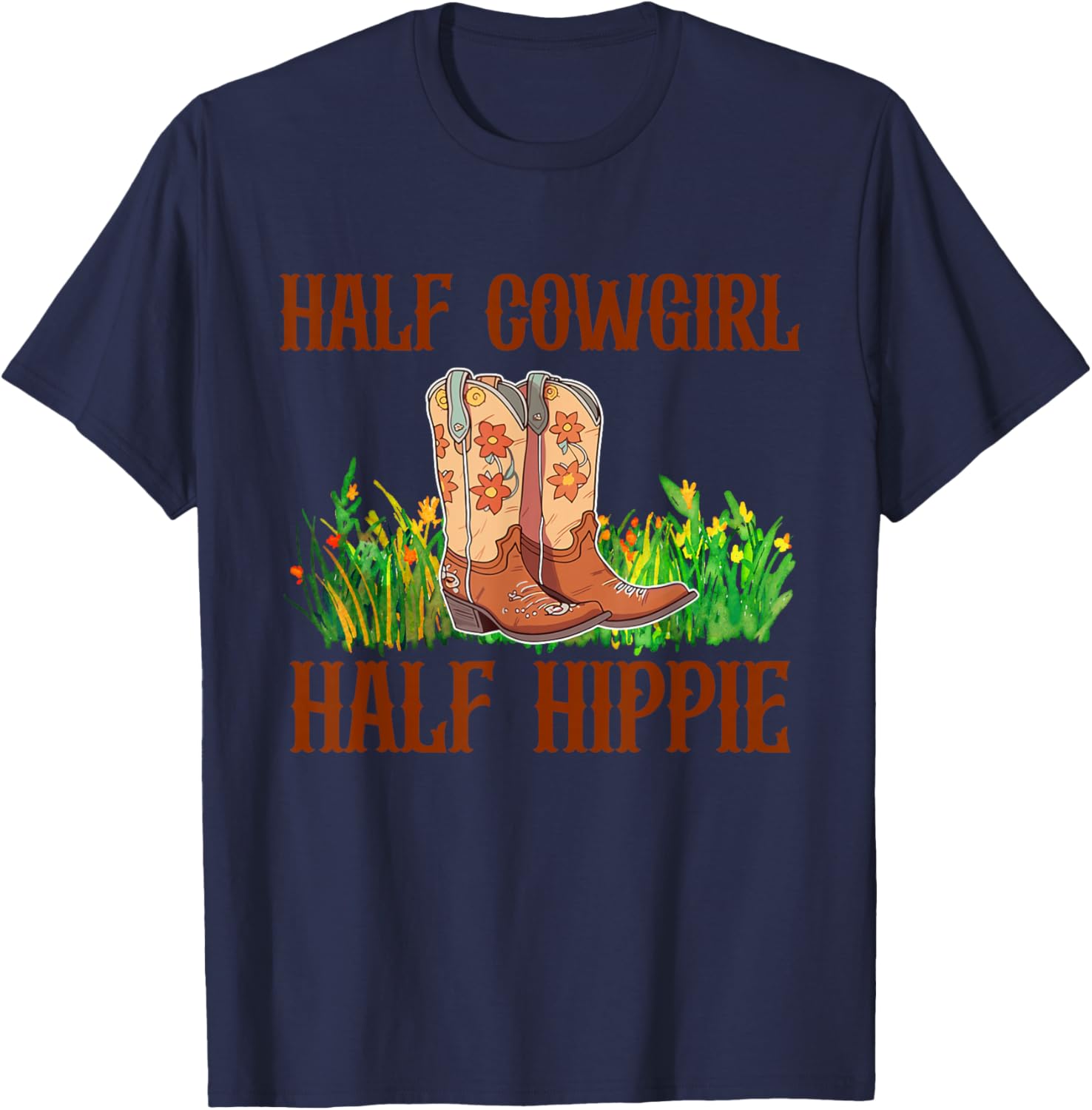 Half Cowgirl Half Hippie Vintage Cowgirl T-Shirt - T-Shirt | Navy