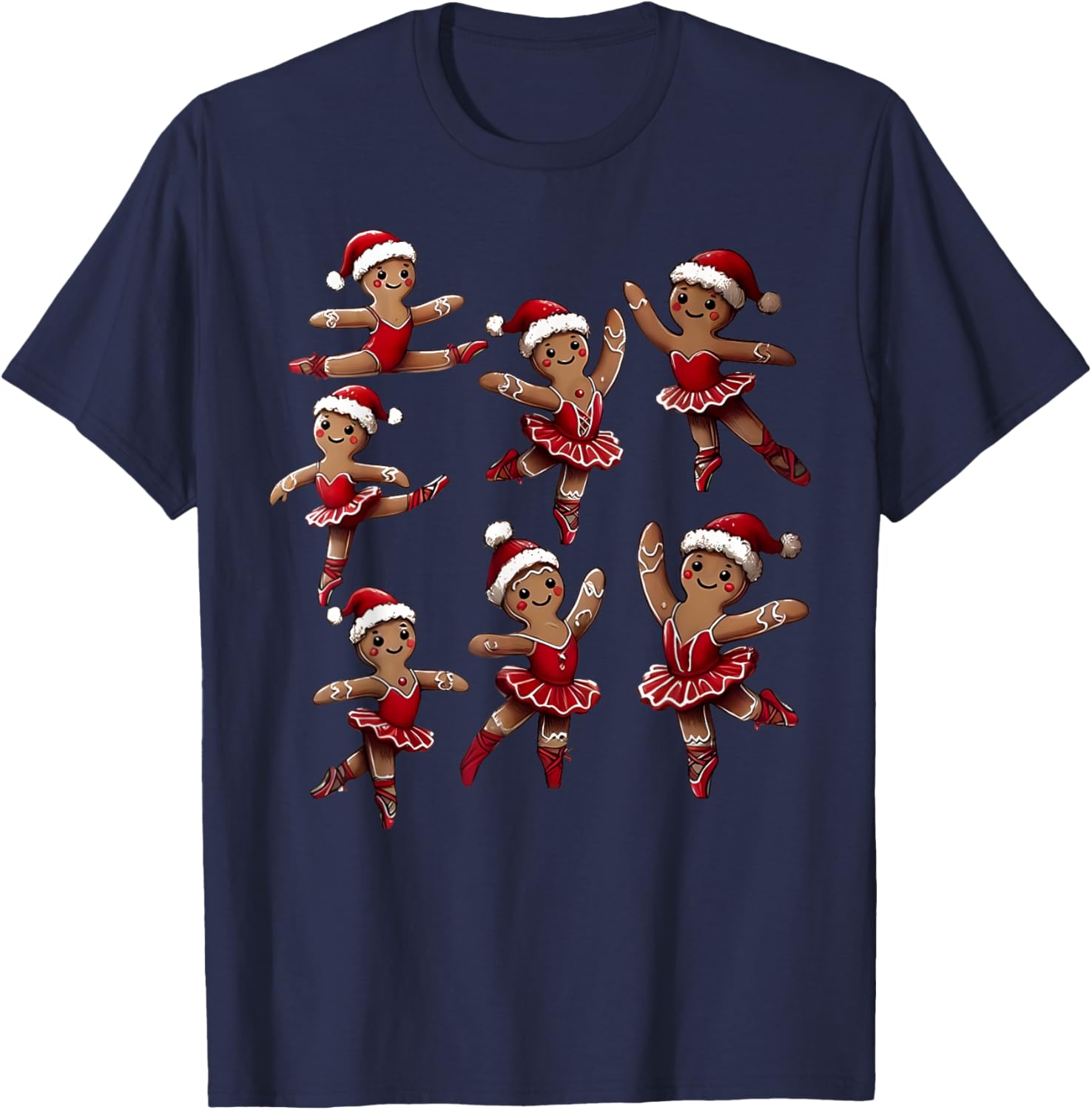 Ballet Gingerbread Ballet Dancer Dance Teacher Christmas T-Shirt - T-Shirt | Navy