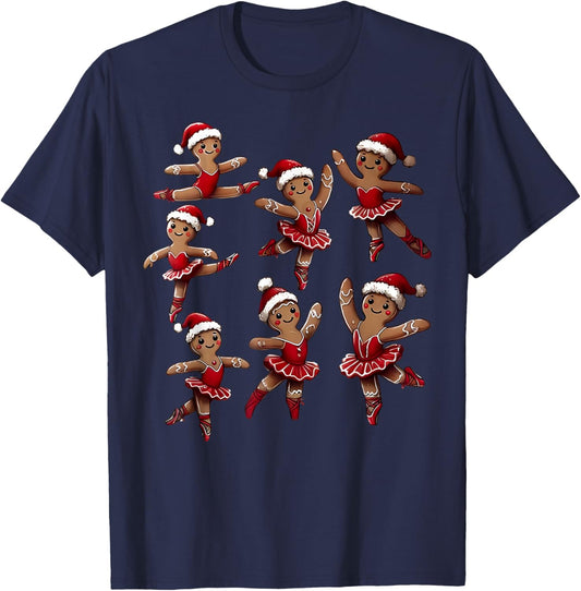 Ballet Gingerbread Ballet Dancer Dance Teacher Christmas T-Shirt - T-Shirt | Navy