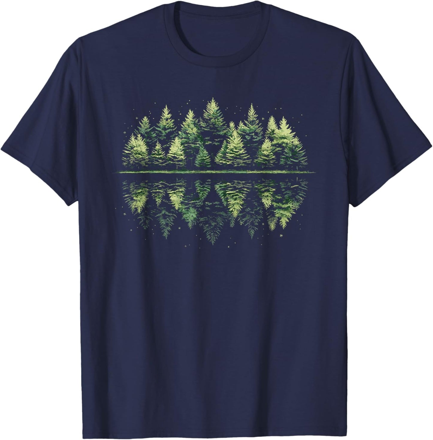 Nature Reflection Forest Trees Outdoor Wildlife T-Shirt - T-Shirt | Navy