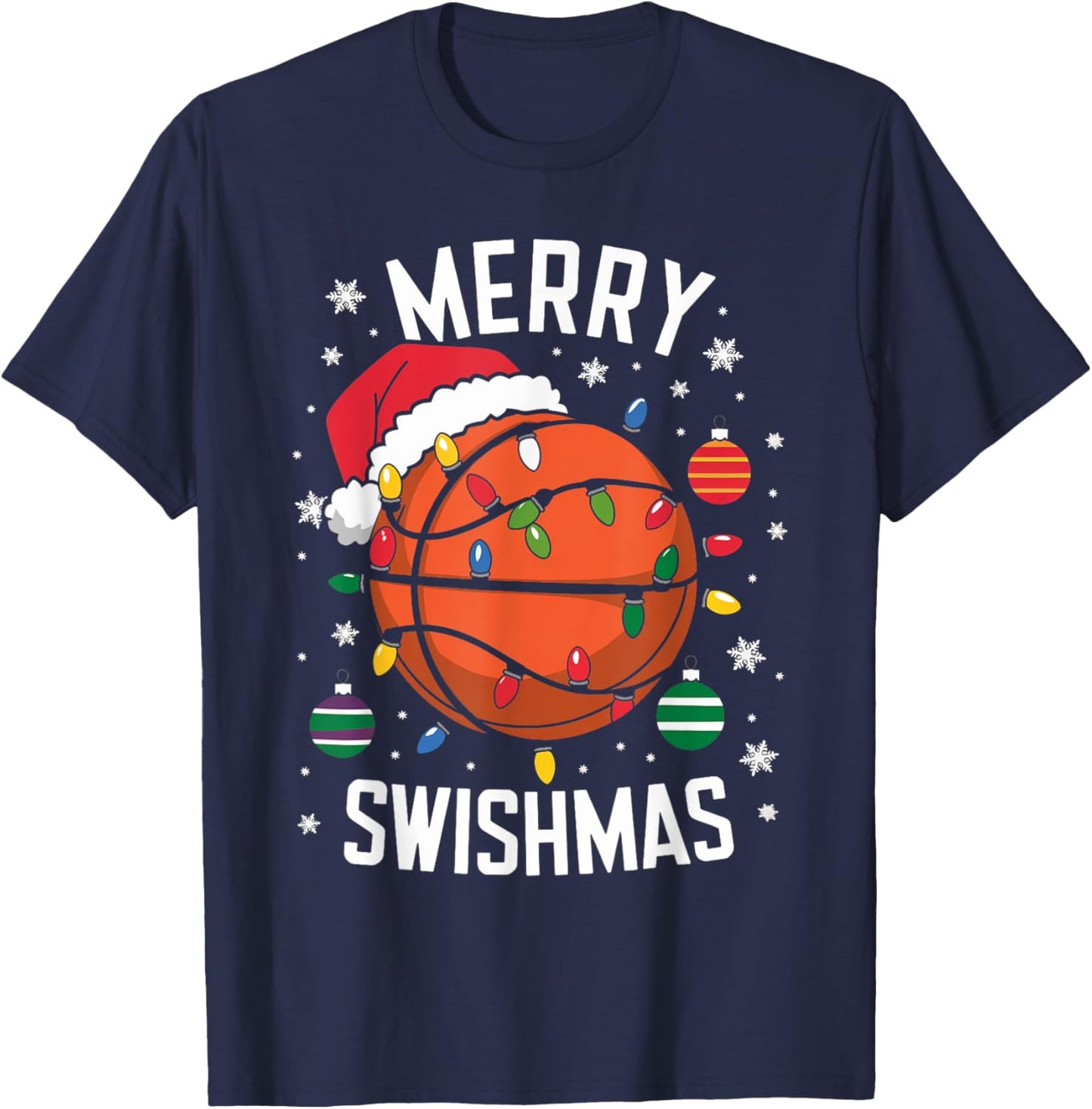 Merry Swishmas Christmas Xmas Basketball Boys Kids Men T-Shirt - T-Shirt | Navy