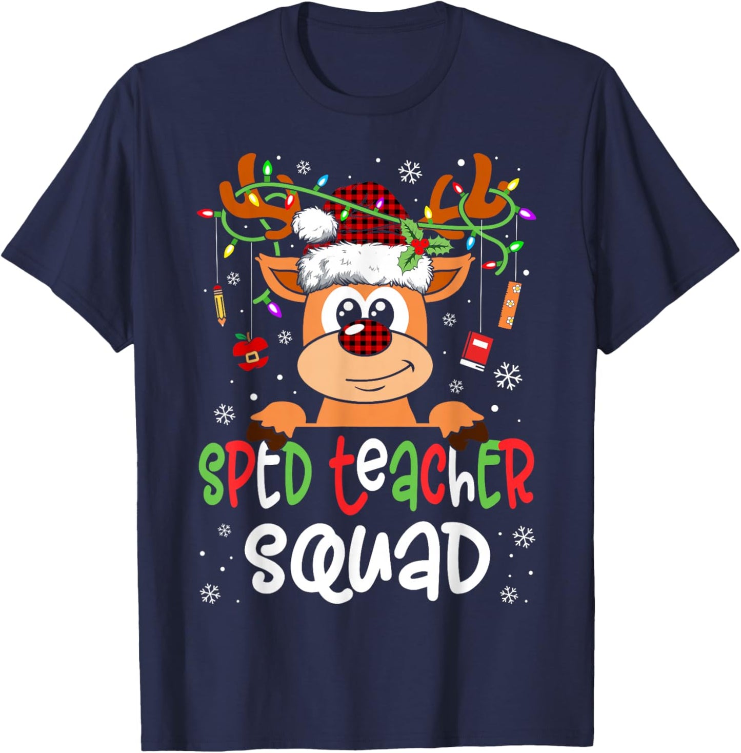 Sped Teacher Squad Reindeer Christmas Special Education T-Shirt - T-Shirt | Navy