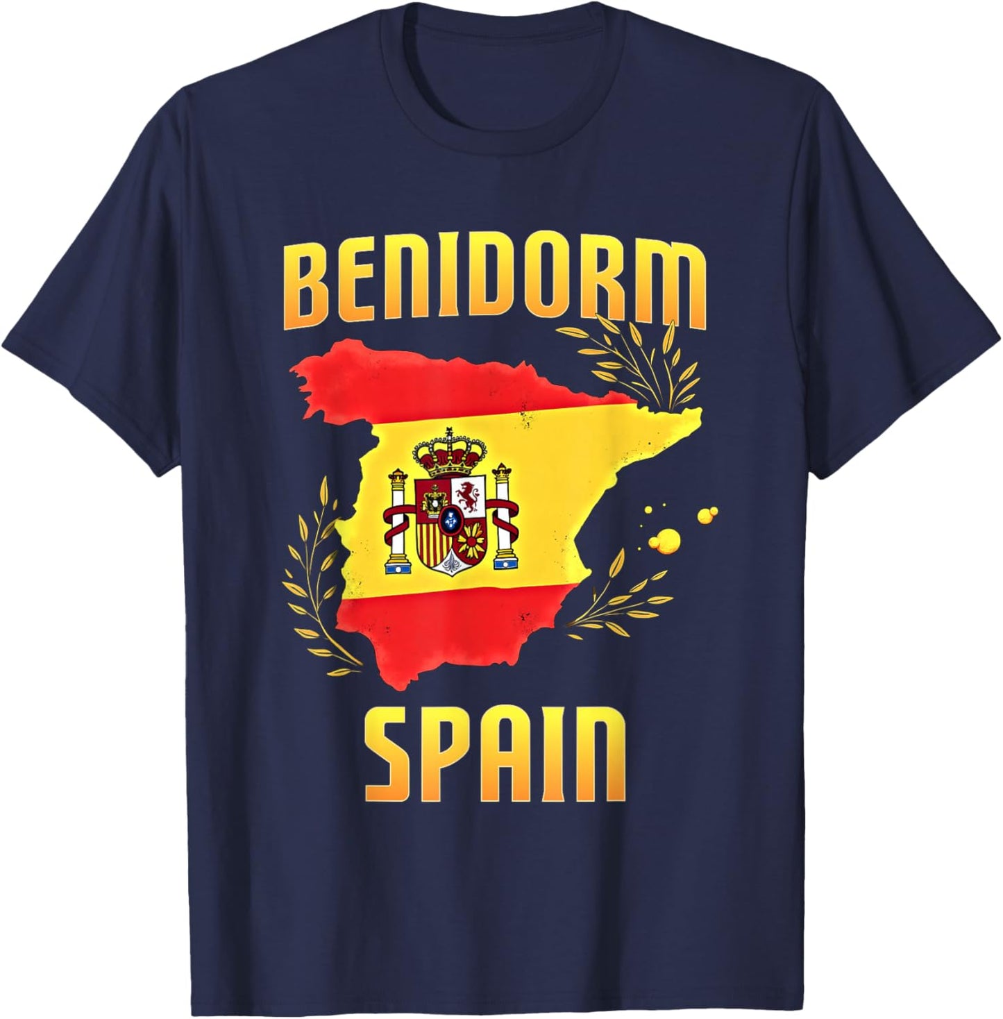 Benidorm Spain Souvenir Travel Vacation Spanish Flag Map T-Shirt - T-Shirt | Navy