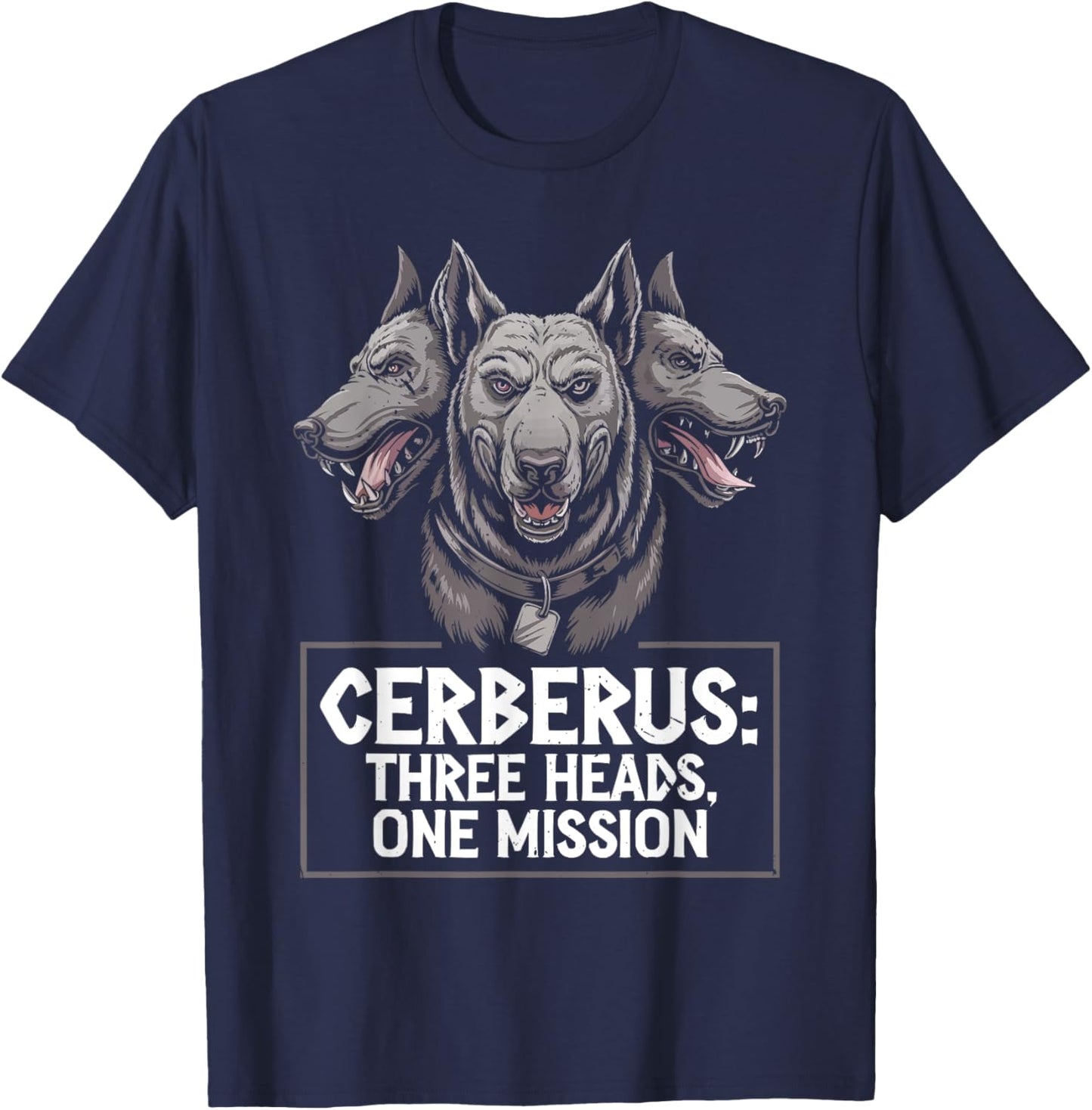 Cerberus Three Headed Dog Mythical Creature Greek Mythology T-Shirt - T-Shirt | Navy