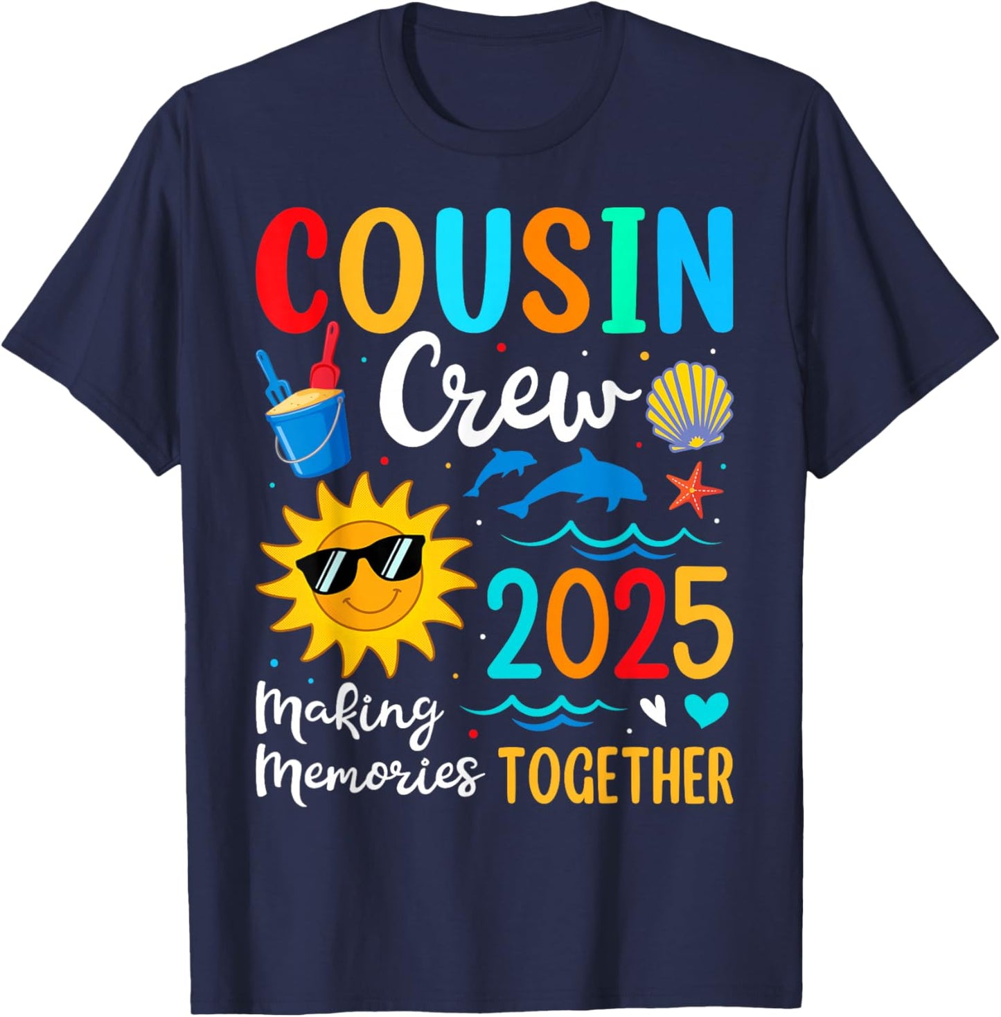 Cousin crew 2025 Summer Vacation Beach Family Trips Matching T-Shirt - T-Shirt | Navy