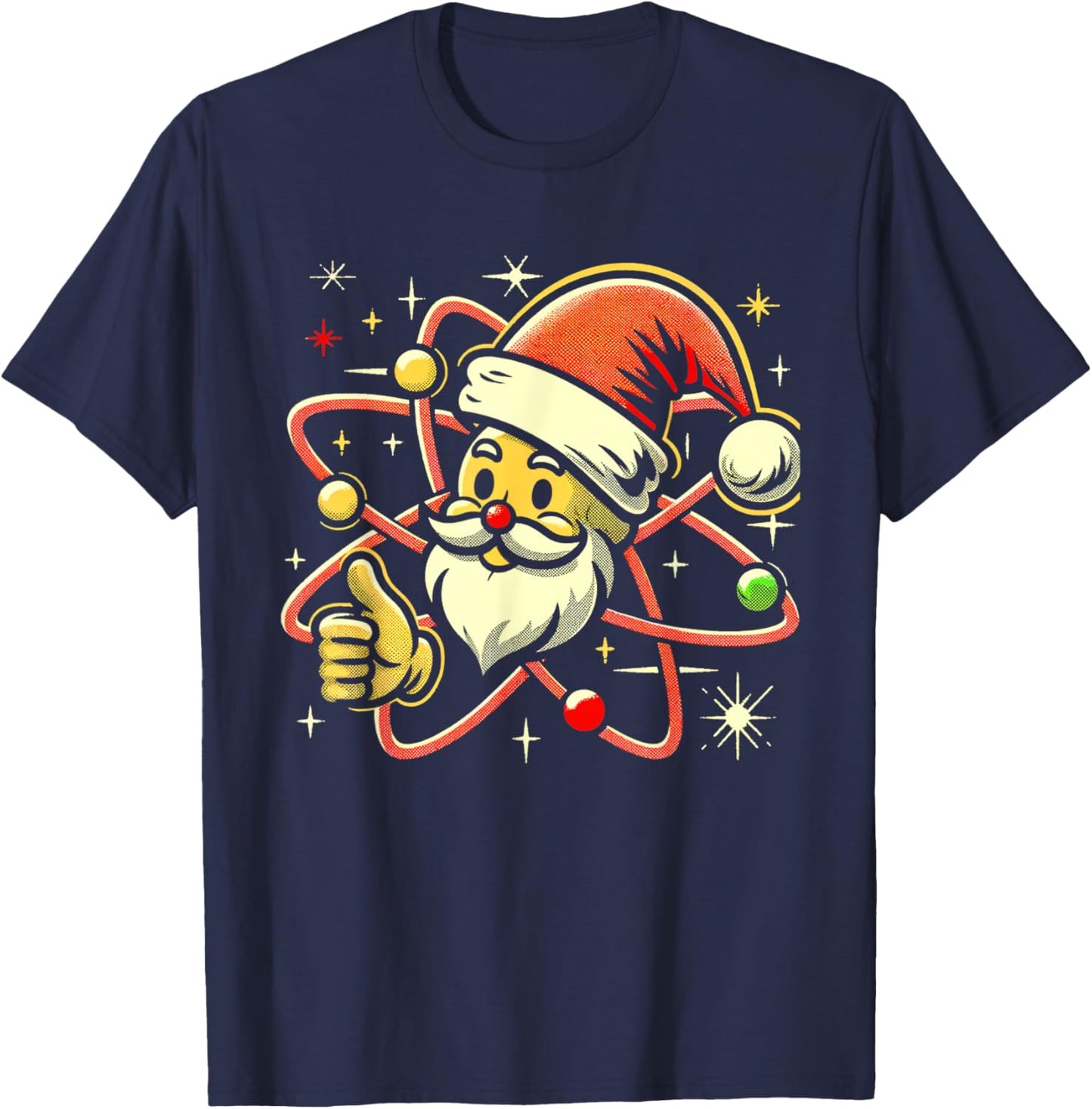Santa Atom Christmas Thumbs Up Radiation Nuclear Fallout T-Shirt - T-Shirt | Navy