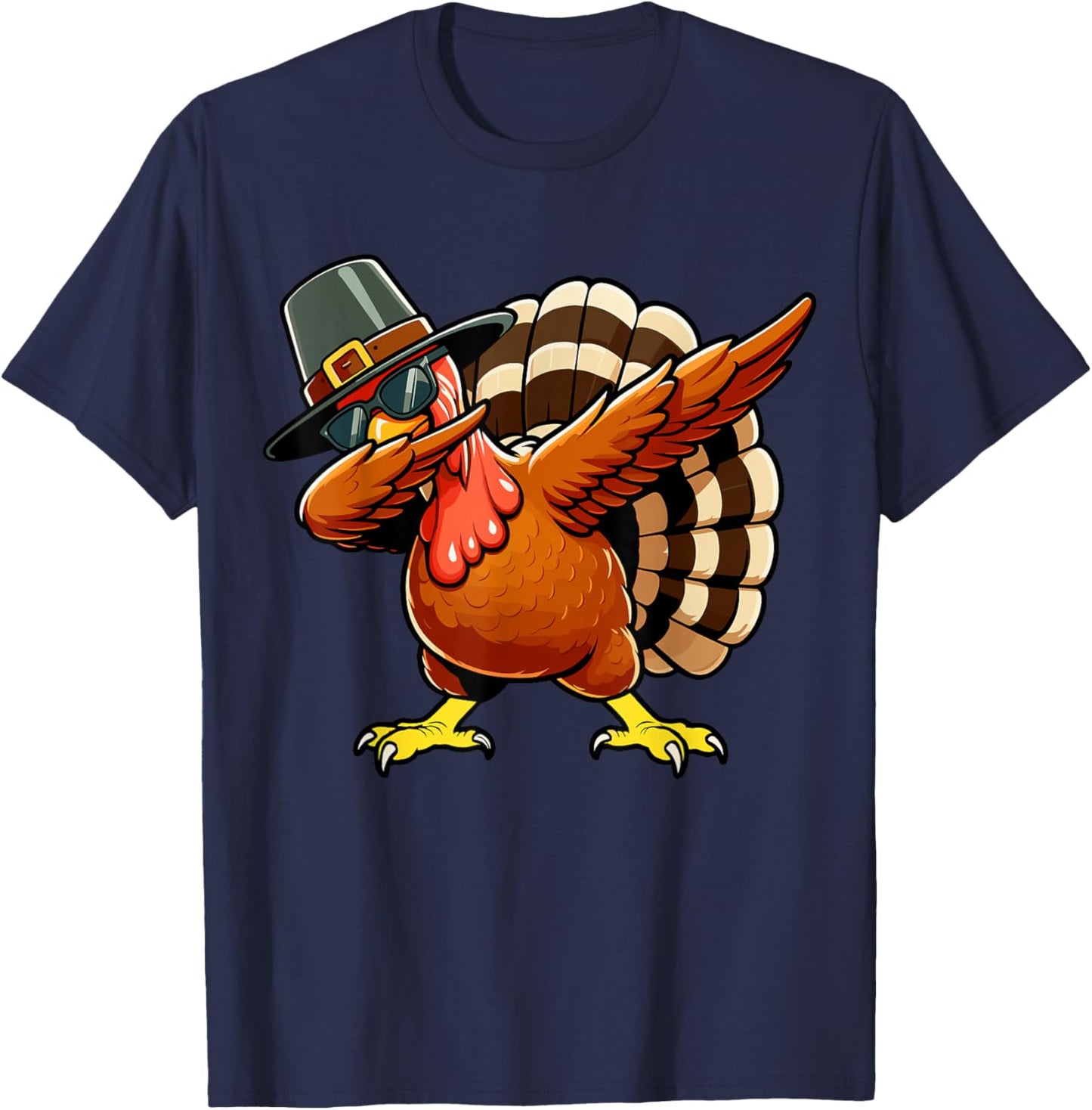 Dabbing Turkey Thanksgiving Boys Men Funny Thanksgiving T-Shirt - T-Shirt | Navy