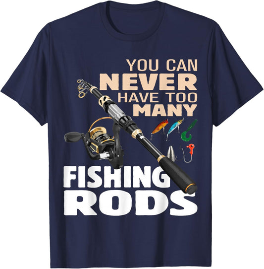 Funny Fisherman Fishing Rods Design Fishing Lovers Outfit T-Shirt - T-Shirt | Navy