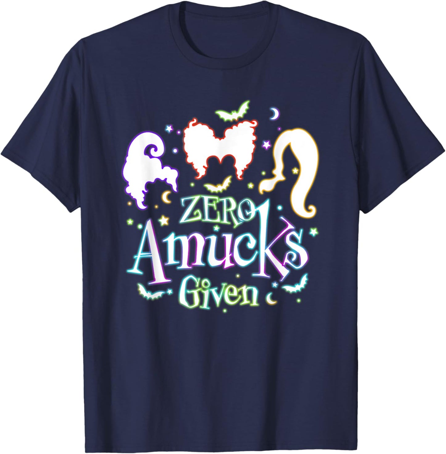 Funny Zero Amucks Given Halloween Spooky Witch Season Outfit T-Shirt - T-Shirt | Navy
