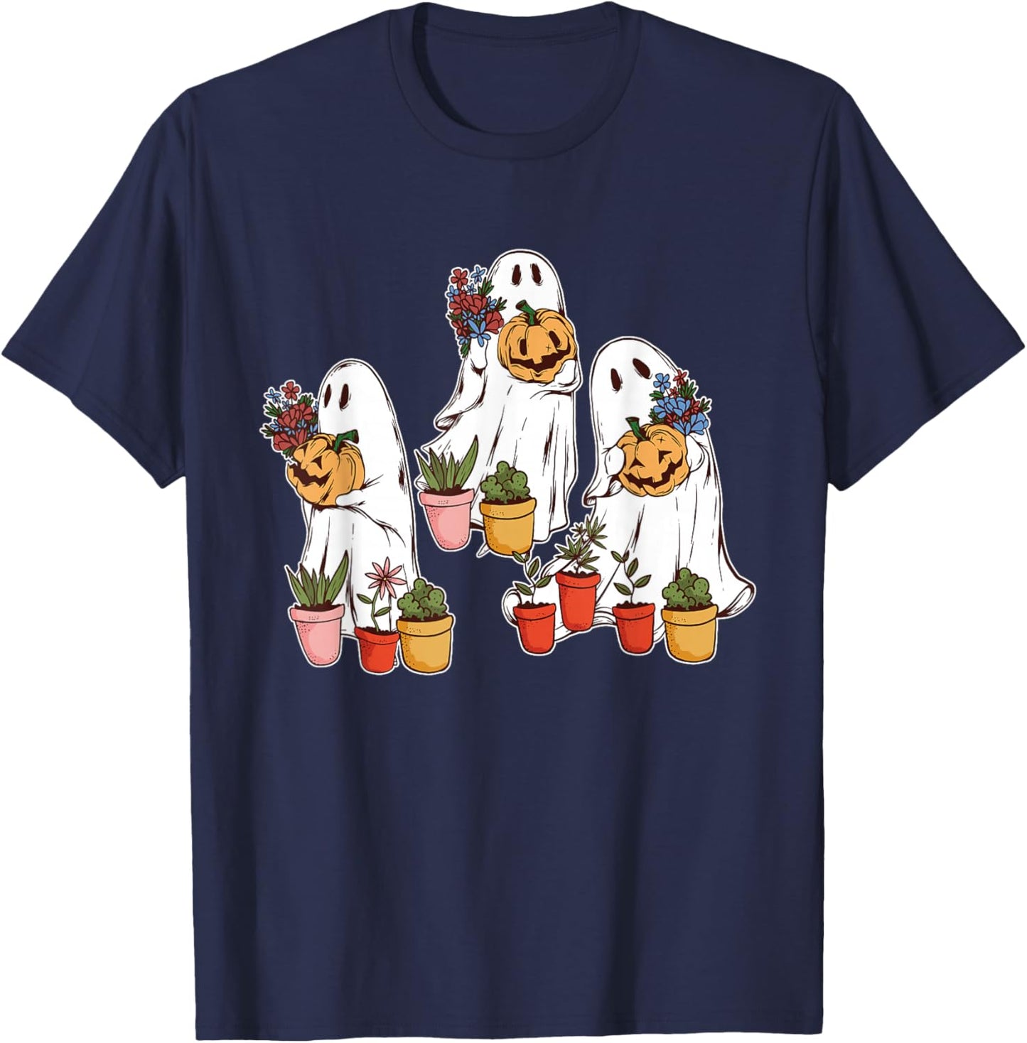 Ghost Plant Lady Halloween Ghostly Gardening Plant T-Shirt - T-Shirt | Navy
