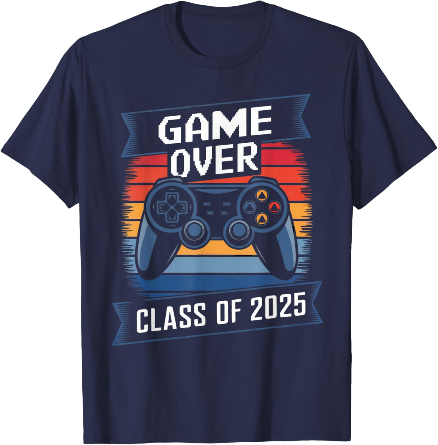 Vintage Game Controller Class of 2025 T-Shirt - T-Shirt | Navy