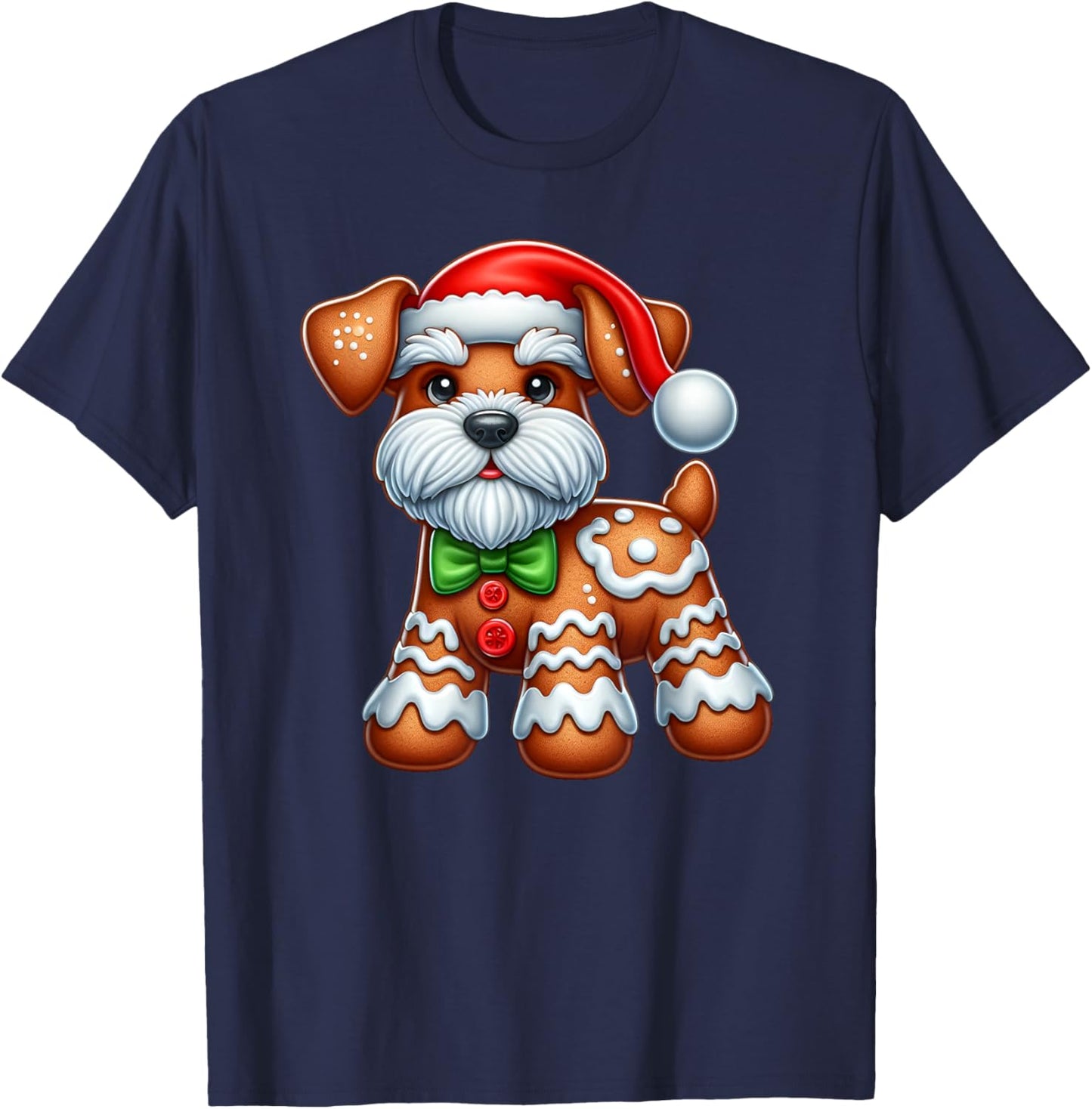 Gingerbread Man Miniature Schnauzer Christmas T-Shirt - T-Shirt | Navy
