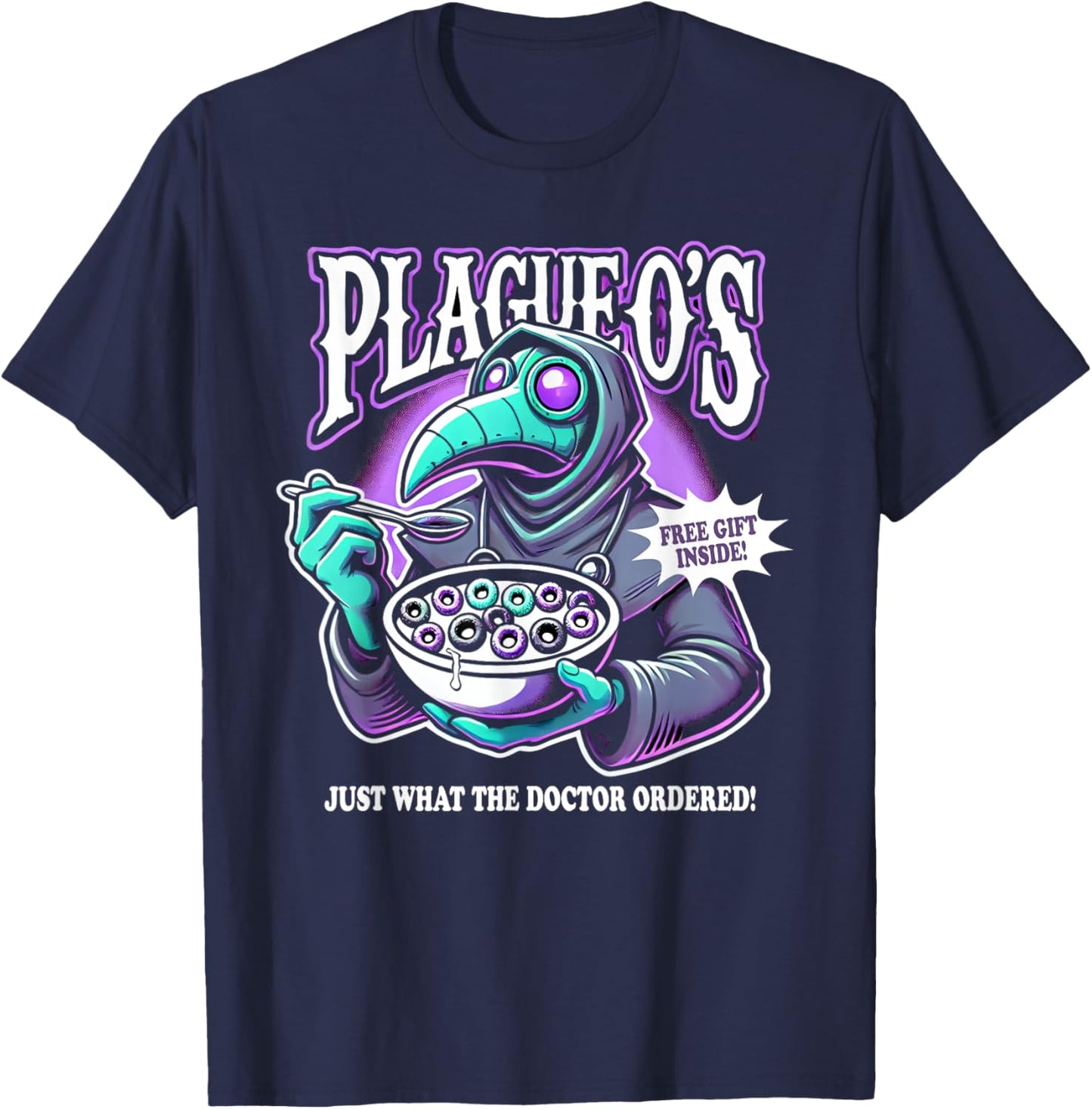 Plague Doctor Shirt Cereal Parody Plague O's - Plague Doctor T-Shirt - T-Shirt | Navy
