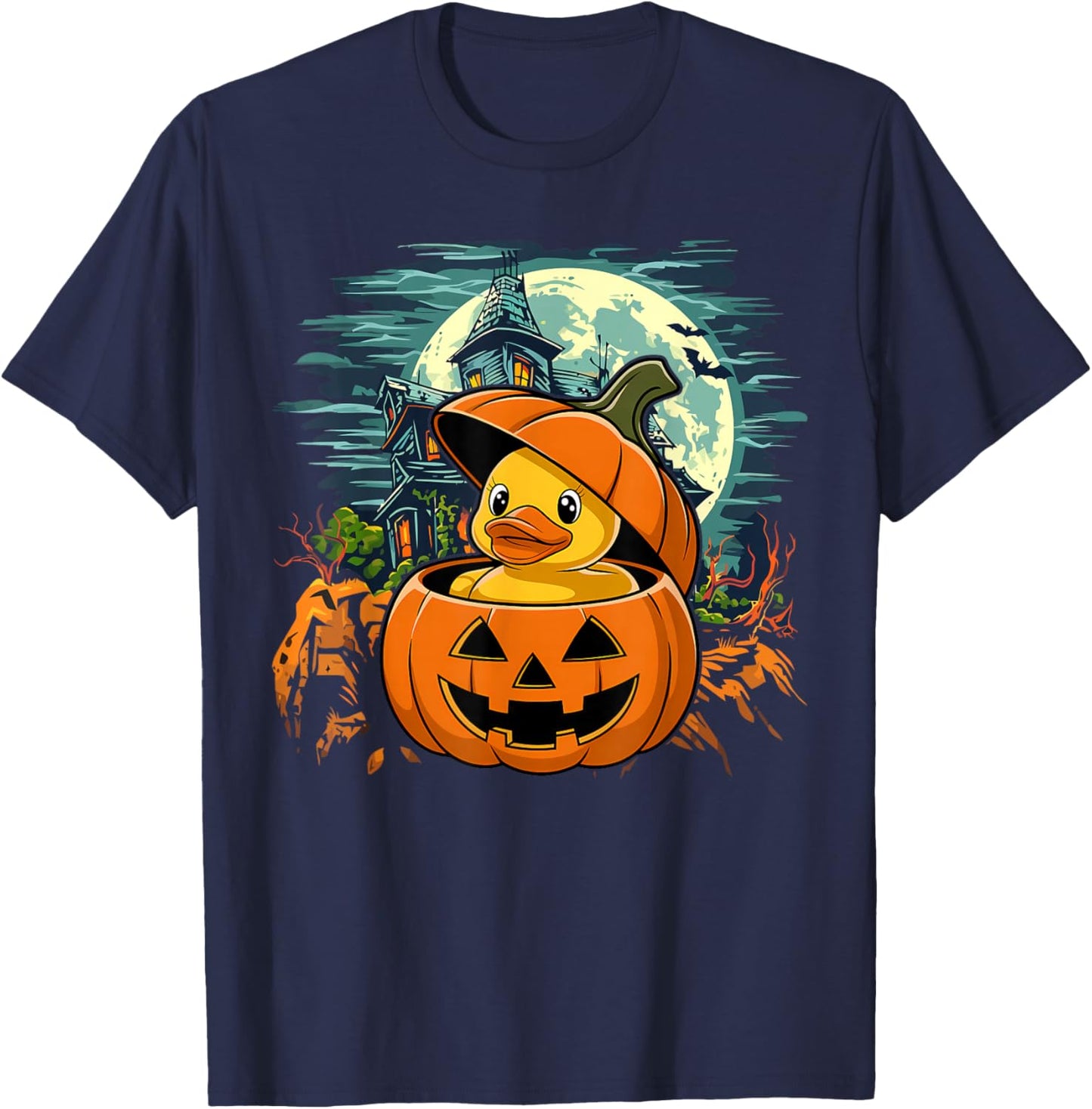 Rubber Duck Pumpkin - Funny Halloween T-Shirt - T-Shirt | Navy