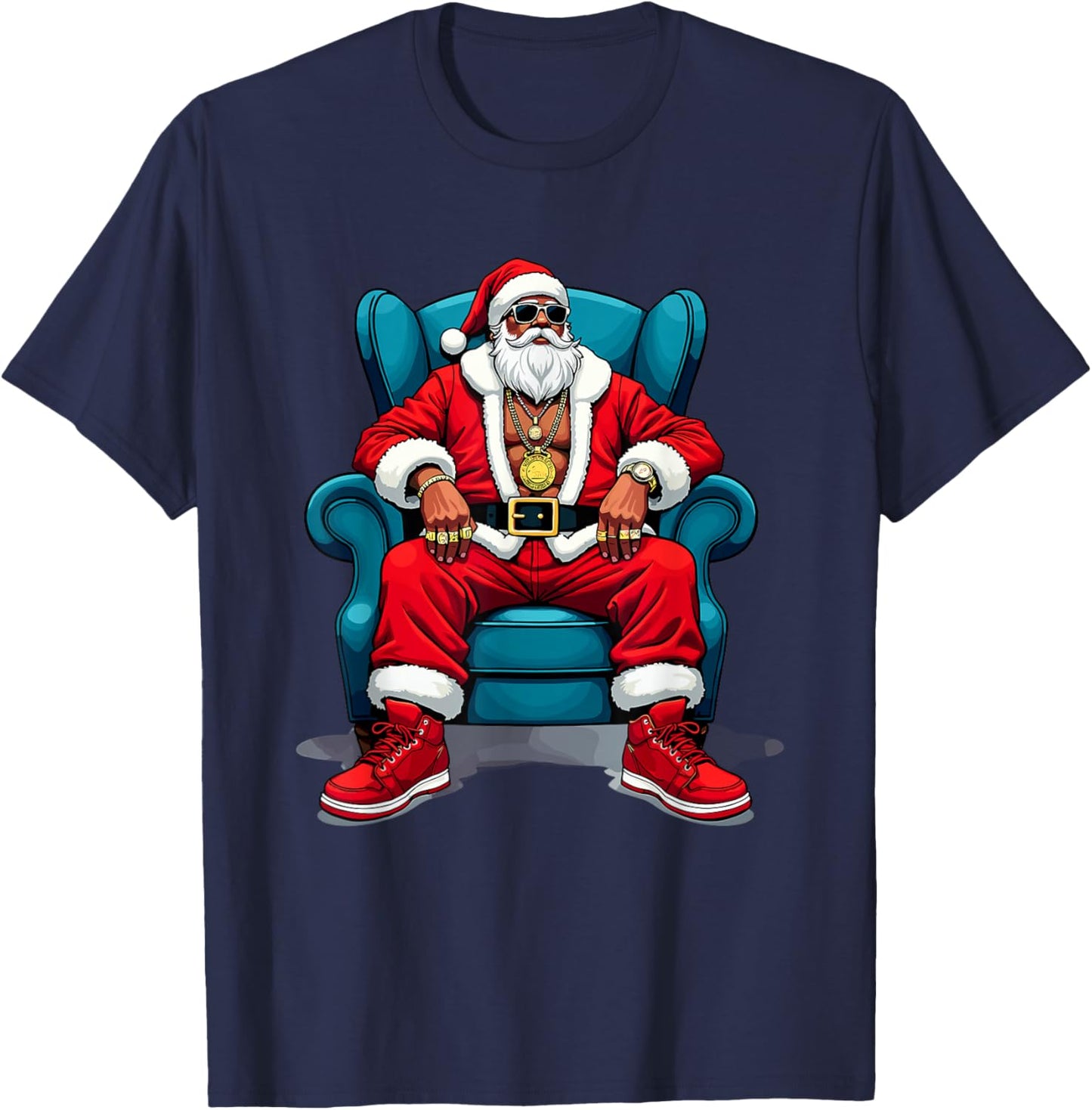 Hip Hop Santa Claus Rap Funny Christmas Cool Gangster T-Shirt - T-Shirt | Navy