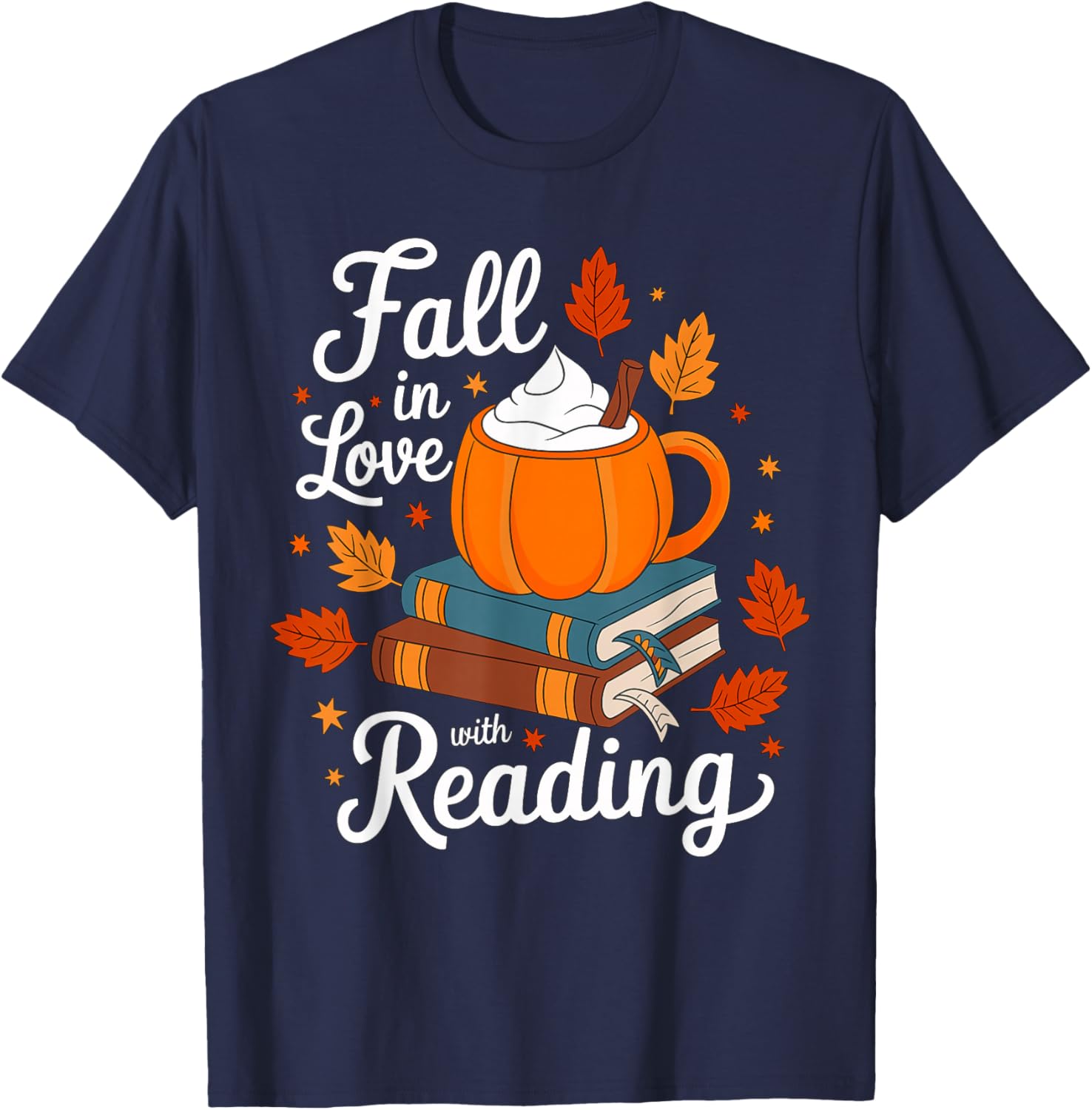 Fall in Love with Reading October T-Shirt - T-Shirt | Navy