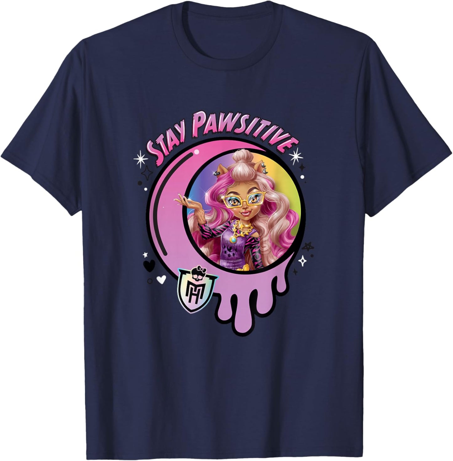 Monster High - Clawdeen Stay Pawsitive T-Shirt - T-Shirt | Navy