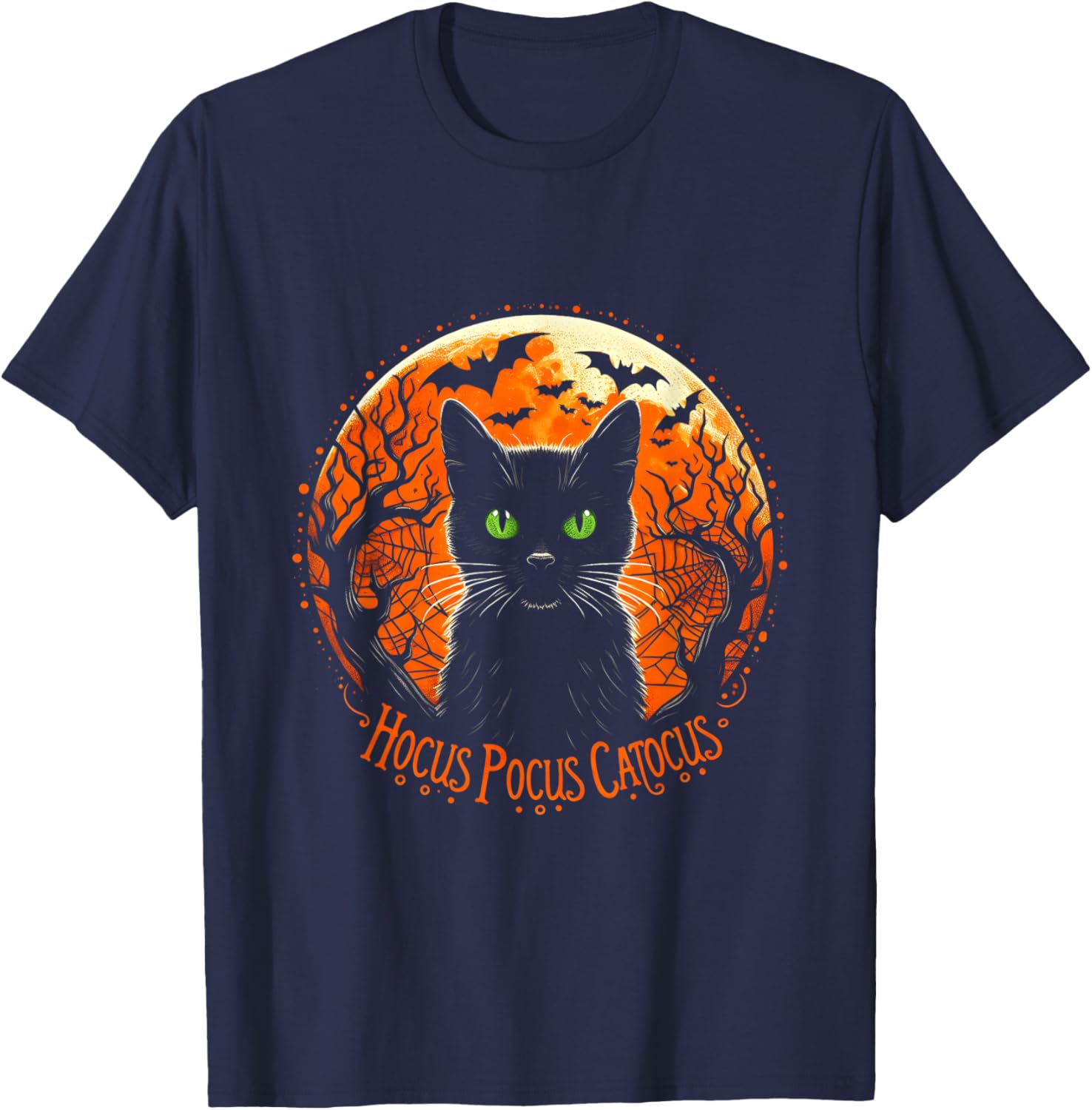 Hocus Pocus Catocus Halloween Black Cat Lover Men Women Kids T-Shirt - T-Shirt | Navy