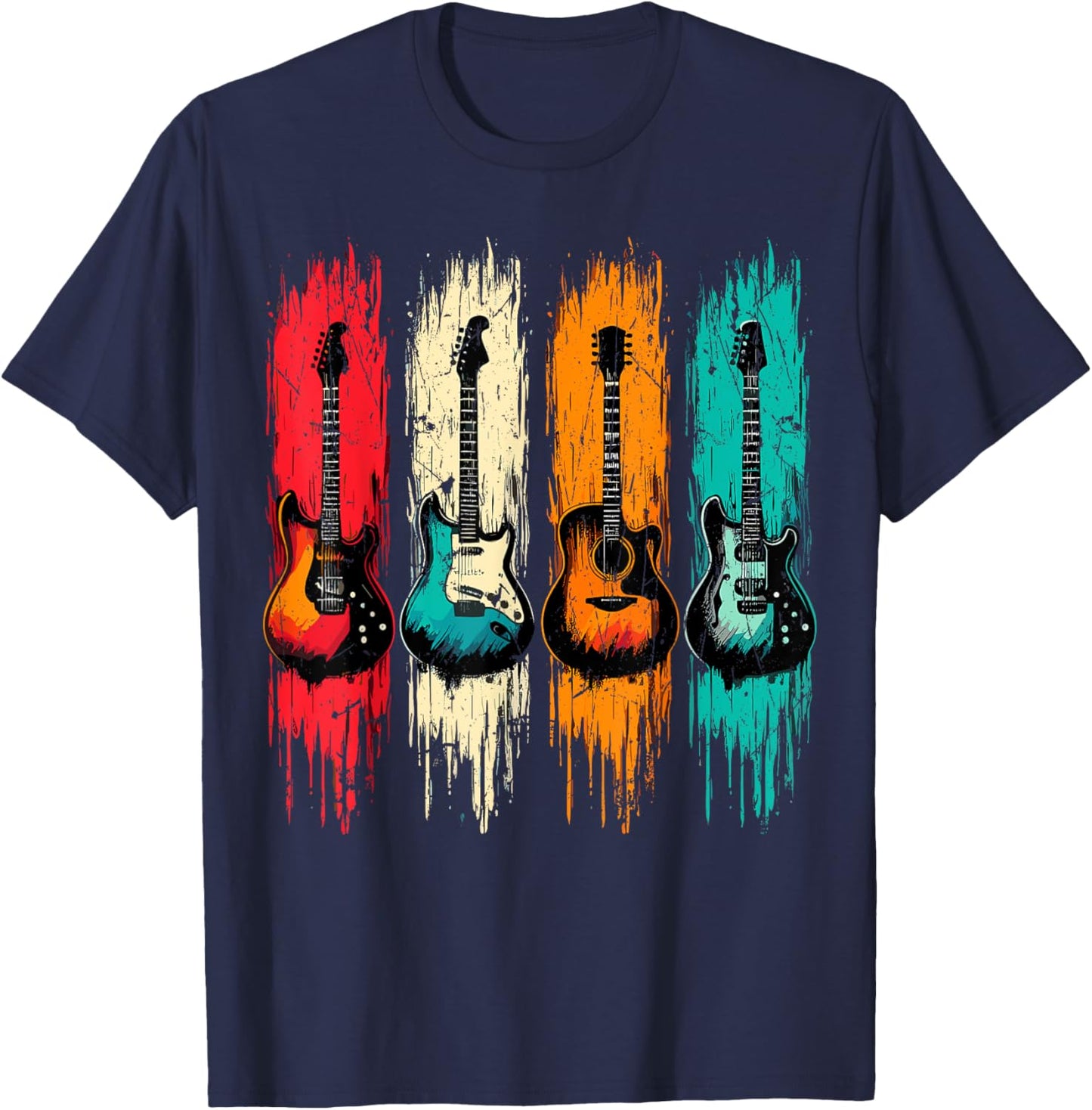 Vintage Guitar Music Band Guitarist T-Shirt - T-Shirt | Navy