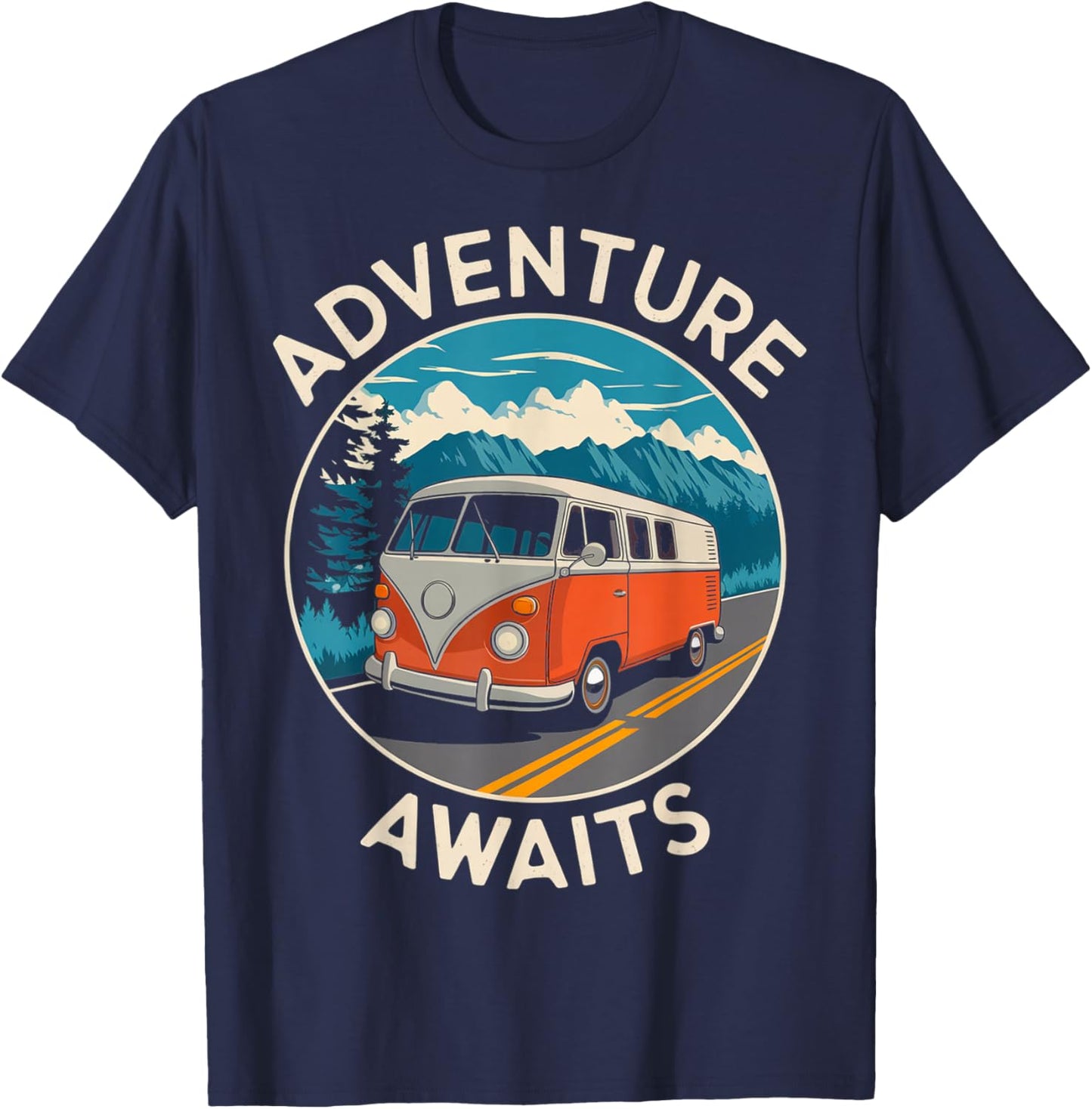 Vintage Van Scenic Road Trip T-Shirt - T-Shirt | Navy