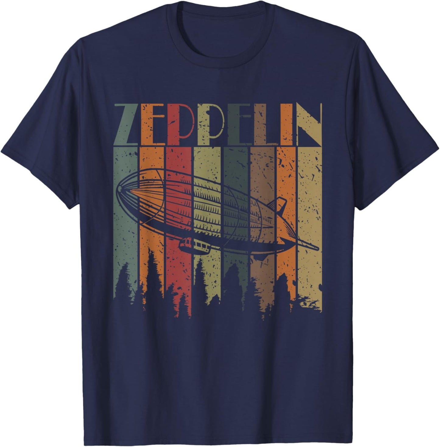 Vintage Zeppelin Funny Sunset Airship Pilot Dirigible Lovers T-Shirt - T-Shirt | Navy