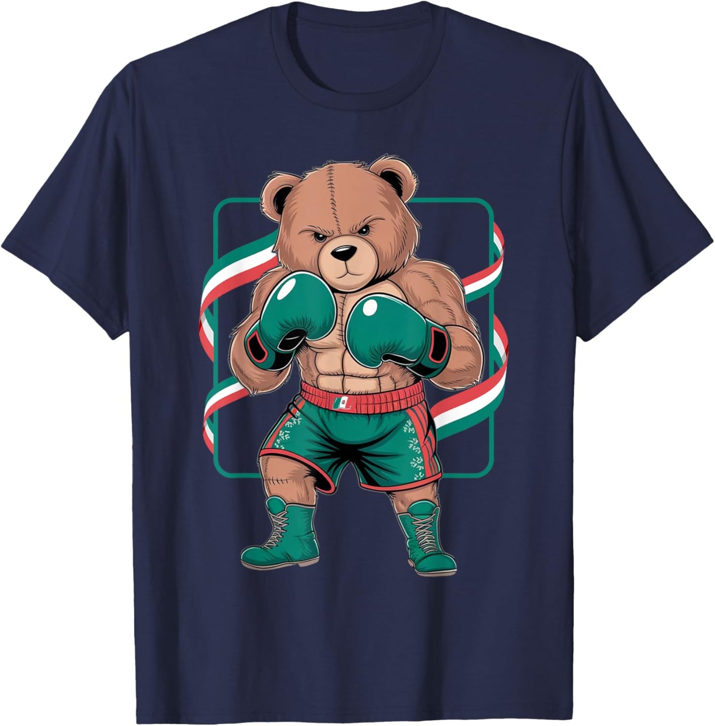 Mexican Teddy Bear Boxing Player Gloves Gym Stylish Costume T-Shirt - T-Shirt | Navy