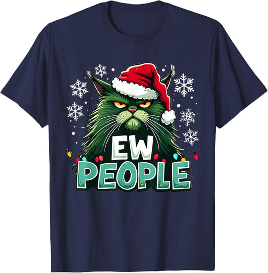 Ew people xmas Cat lover men fun cat saying T-Shirt - T-Shirt | Navy