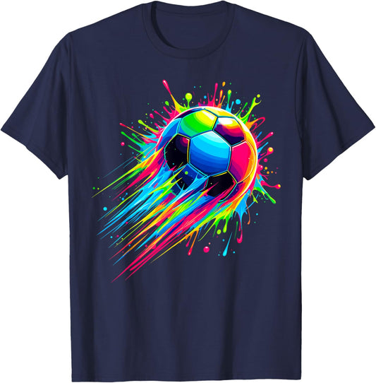 Soccer Tie Dye Colorful Soccer Ball T-Shirt - T-Shirt | Navy