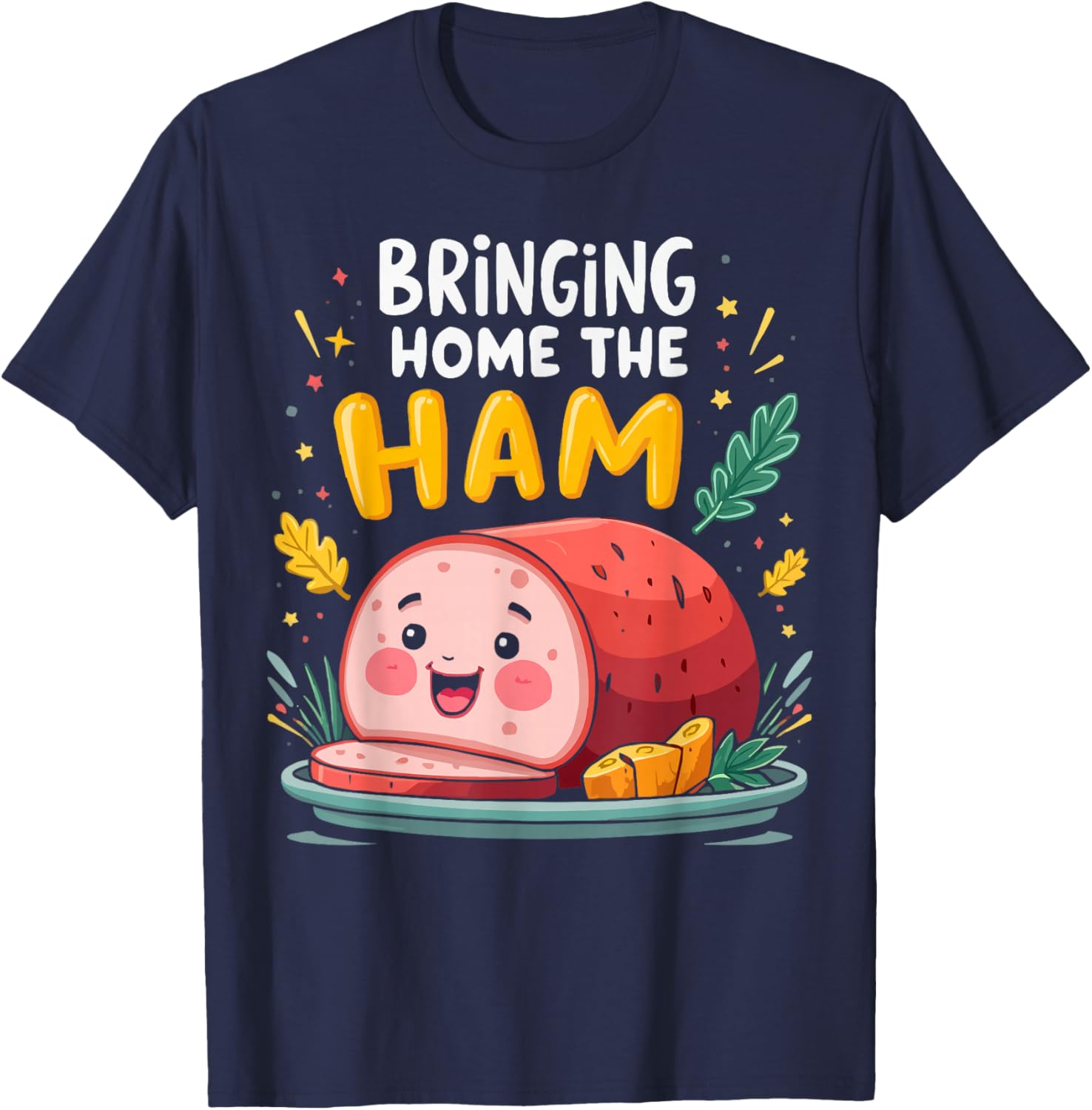 Funny Ham Meat Pig Farmer Pork Food Lover Foodie T-Shirt - T-Shirt | Navy