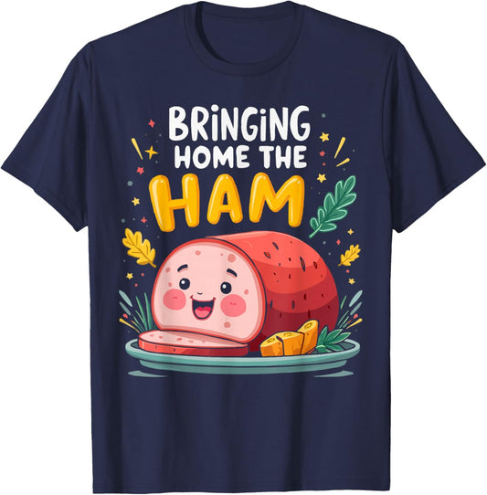 Funny Ham Meat Pig Farmer Pork Food Lover Foodie T-Shirt - T-Shirt | Navy