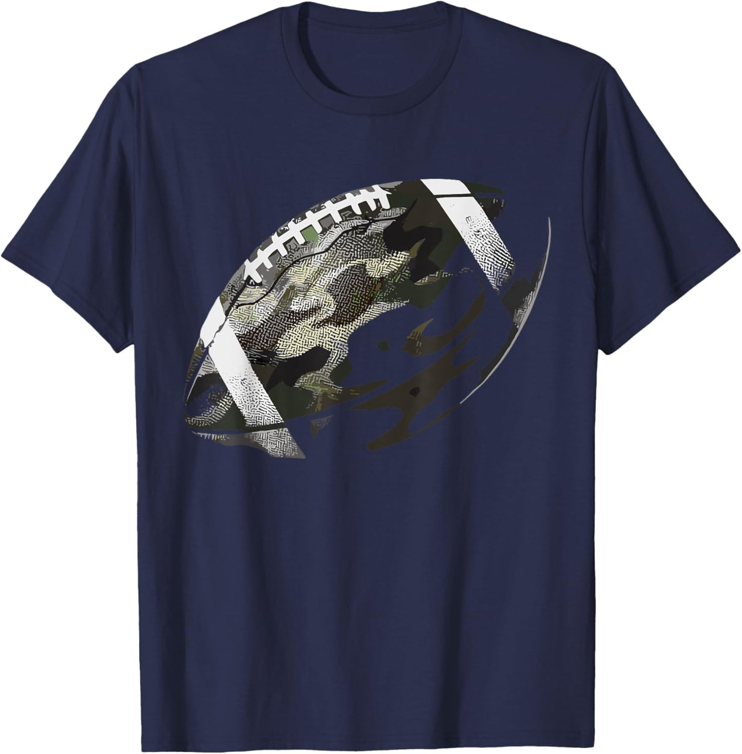 Football Retro American Football Camouflage T-Shirt - T-Shirt | Navy