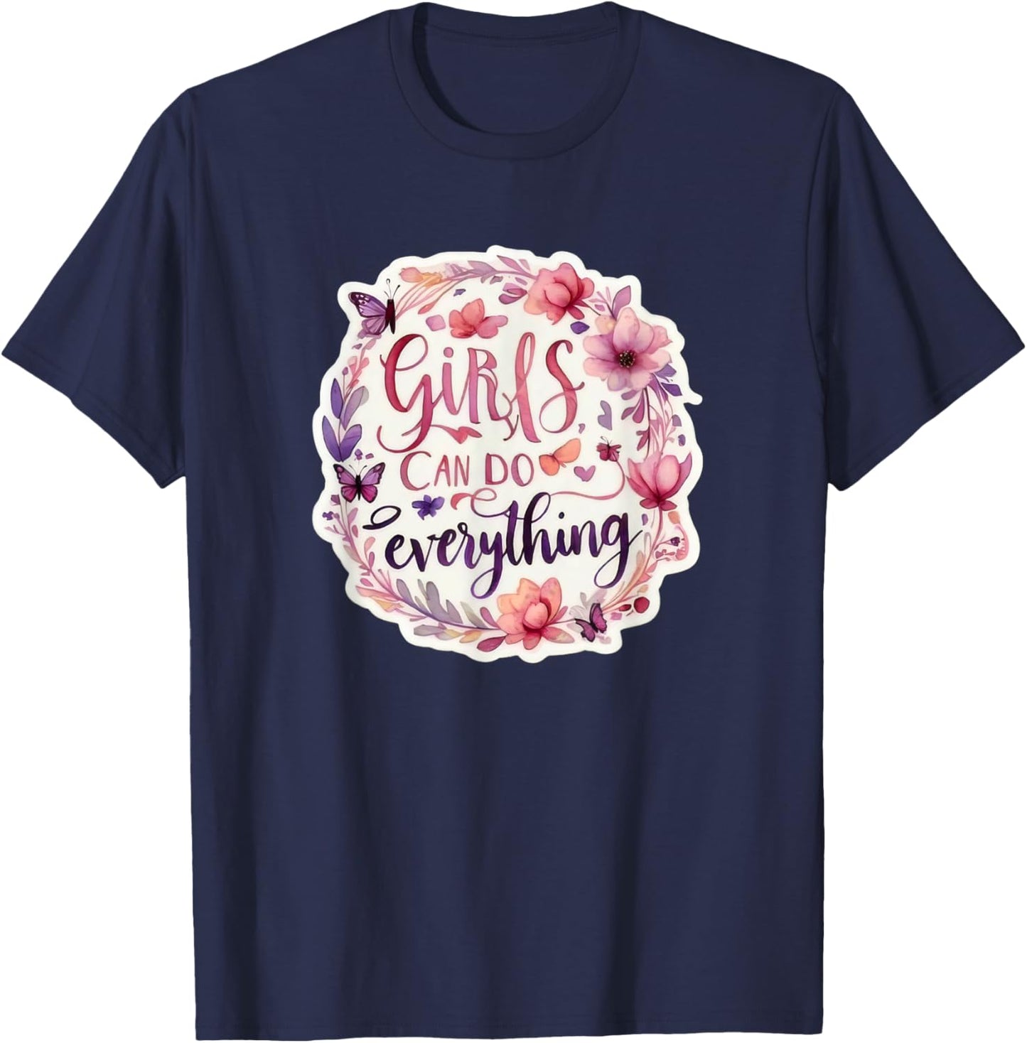 Girls can do everything fun positive message GIRL POWER T-Shirt - T-Shirt | Navy
