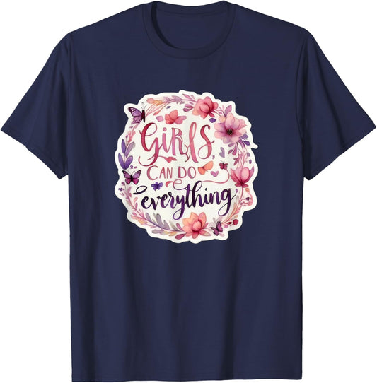 Girls can do everything fun positive message GIRL POWER T-Shirt - T-Shirt | Navy