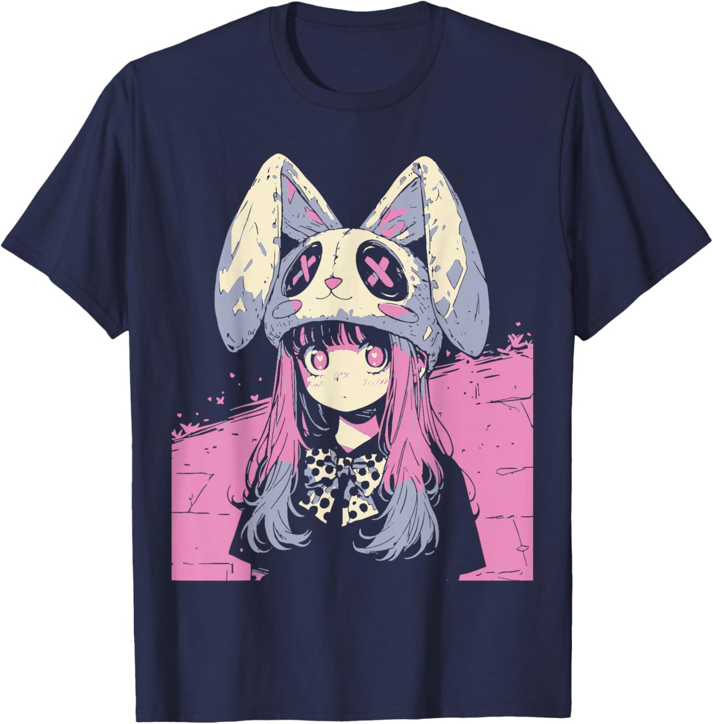 Horror Anime Manga Bunny Japan Japanese Creepy Kawaii Goth T-Shirt - T-Shirt | Navy