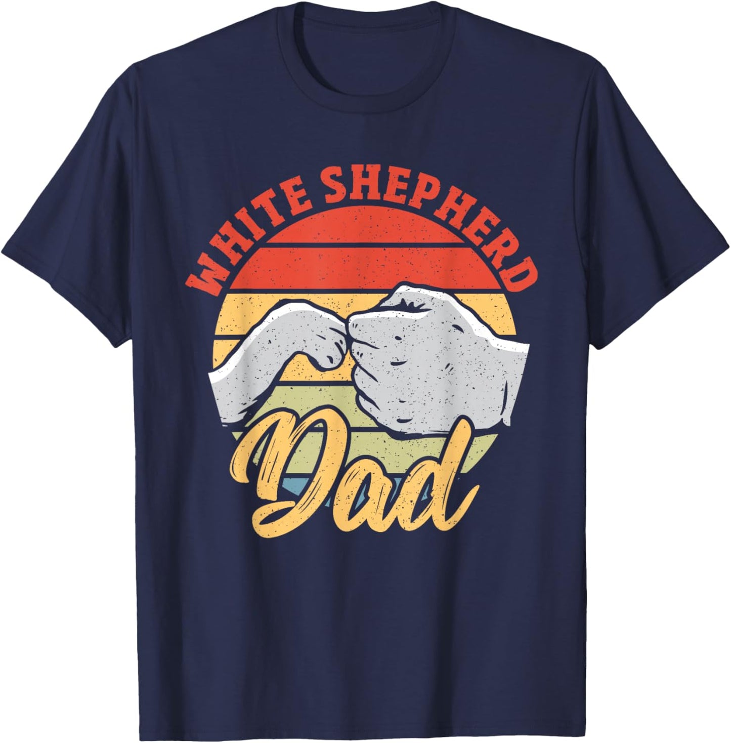 White Shepherd Dad Dog Vintage White German Shepherd T-Shirt - T-Shirt | Navy