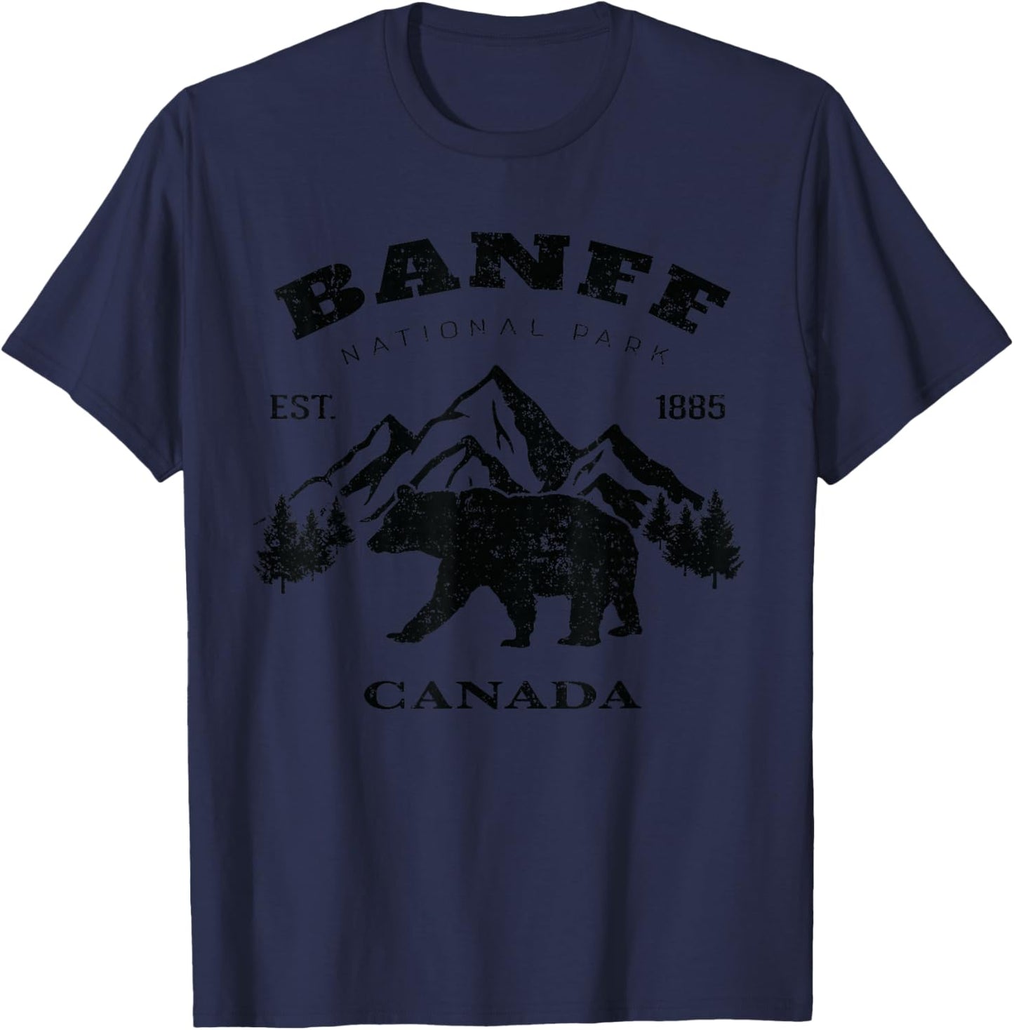 Vintage Banff National Park Canada Souvenir Hiking Camping T-Shirt - T-Shirt | Navy