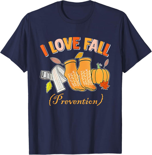 PT Nurse Fall I Love Fall Prevention Fall Physical Therapy T-Shirt - T-Shirt | Navy