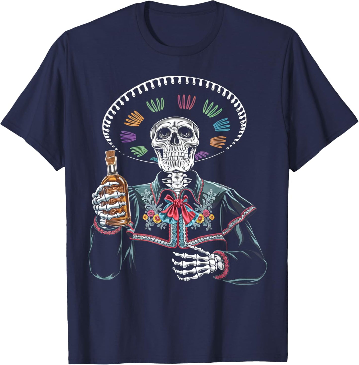 Skeleton Tequila Mexico Dia De Los Muertos Mexican Men T-Shirt - T-Shirt | Navy