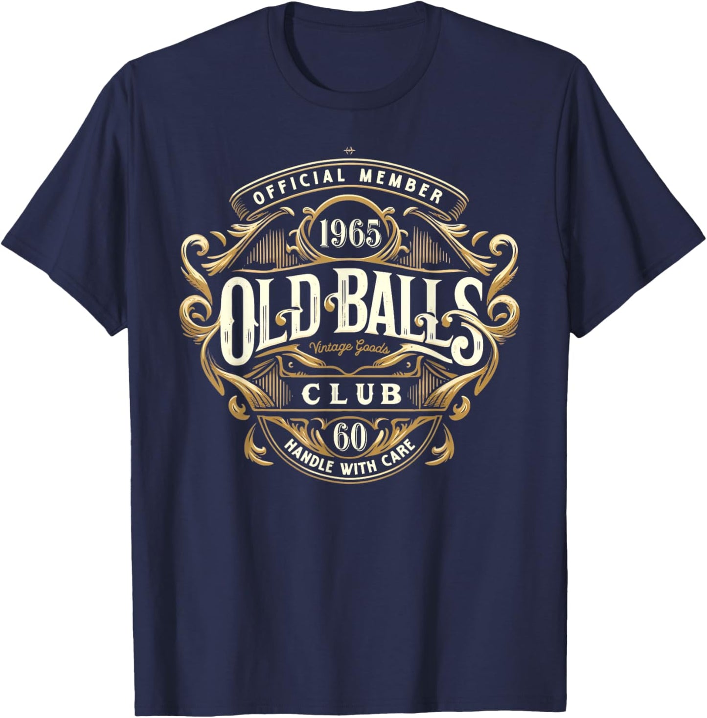 Vintage 1965 Men's 60th Birthday Old Balls Club 60 T-Shirt - T-Shirt | Navy