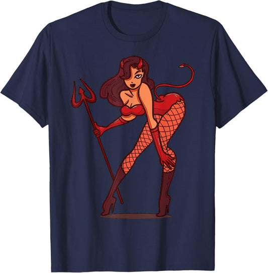 Devil Sexy Lady Character Design For Adults T-Shirt - T-Shirt | Navy