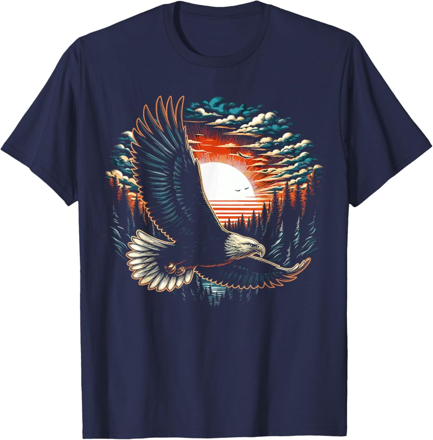 Bald Eagle Forest Animal Wildlife T-Shirt - T-Shirt | Navy