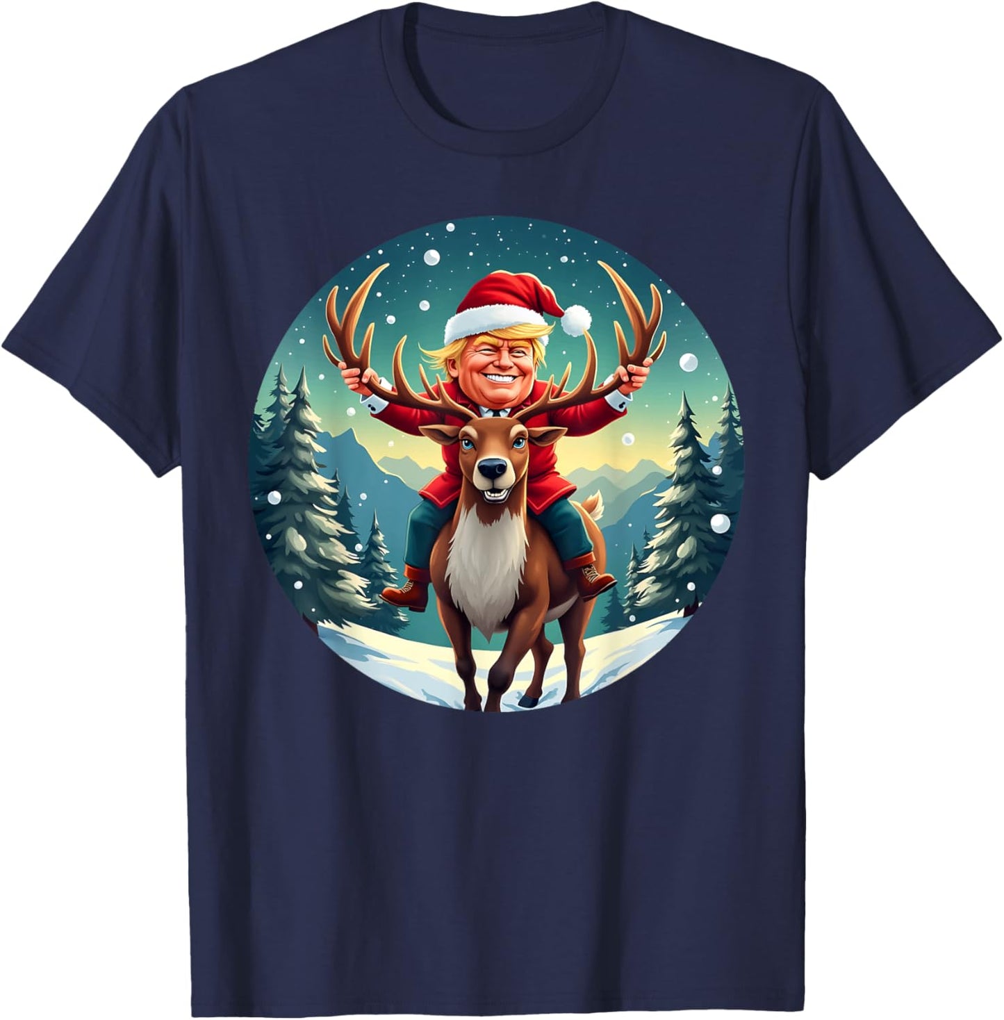 Santa Trump Xmas Donald Apparel Funny Christmas Pajamas T-Shirt - T-Shirt | Navy