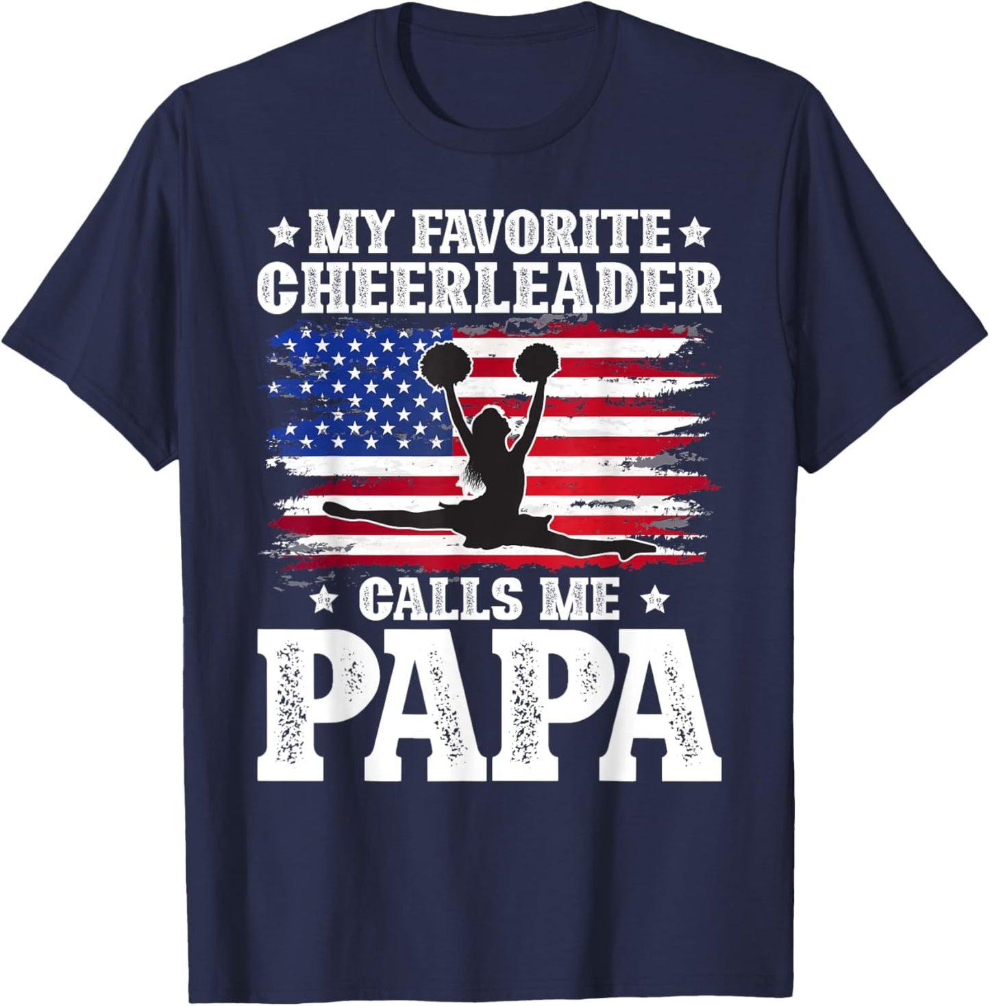 Proud Cheer Papa Grandpa Papa Of A Cheerleader Papa T-Shirt - T-Shirt | Navy