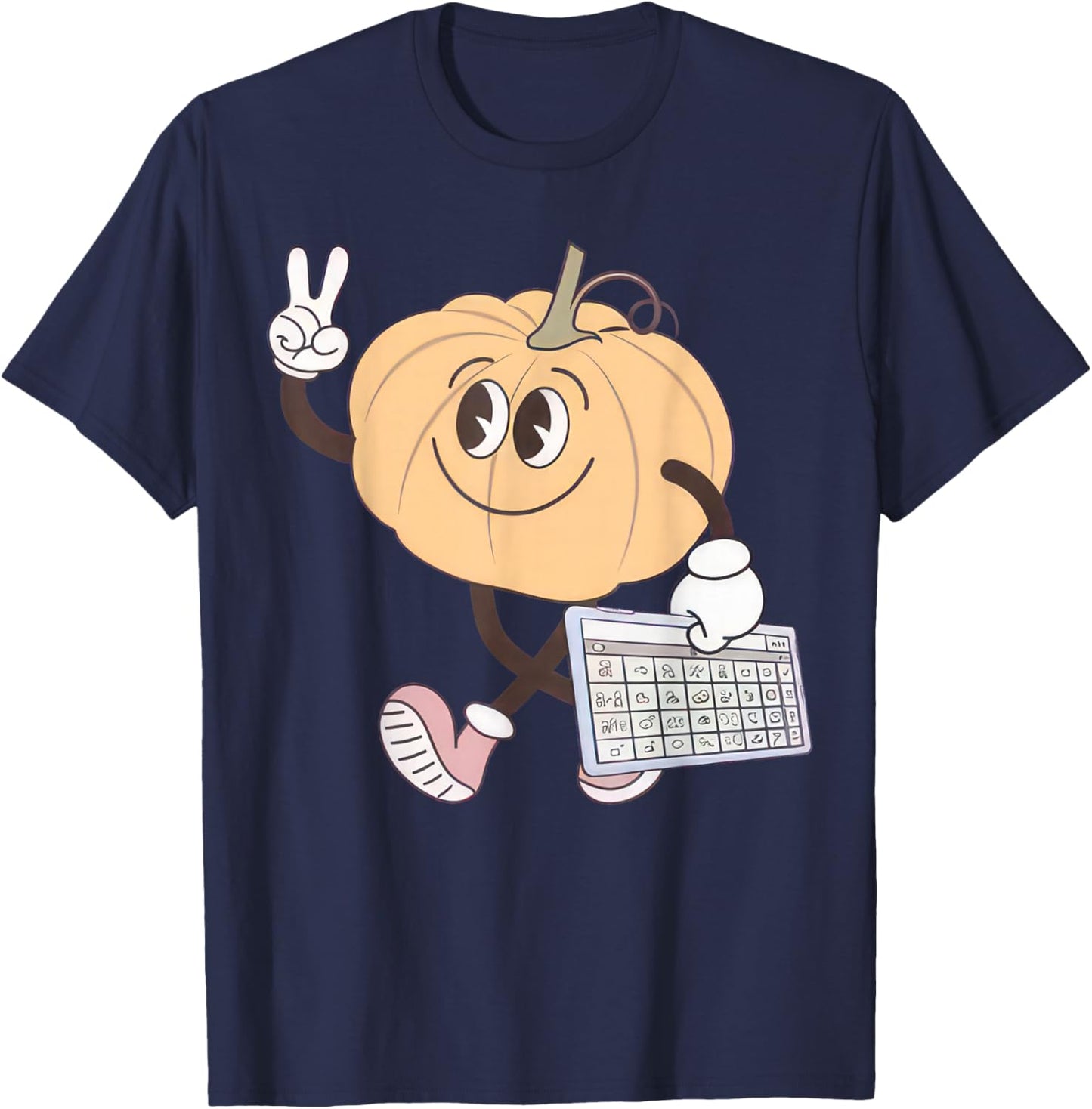 Awareness Fall Pumpkin AAC Device Autism Special Halloween T-Shirt - T-Shirt | Navy