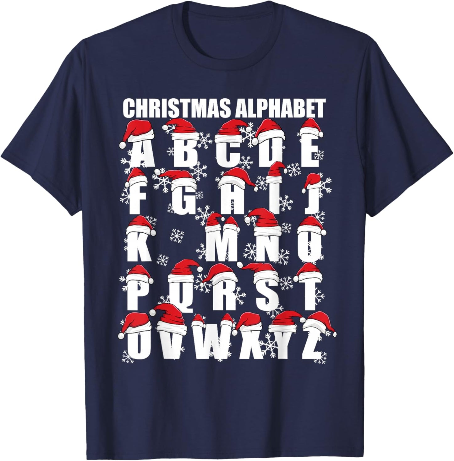 Noel Christmas Kids ABC Teacher No L Alphabet Christmas T-Shirt - T-Shirt | Navy