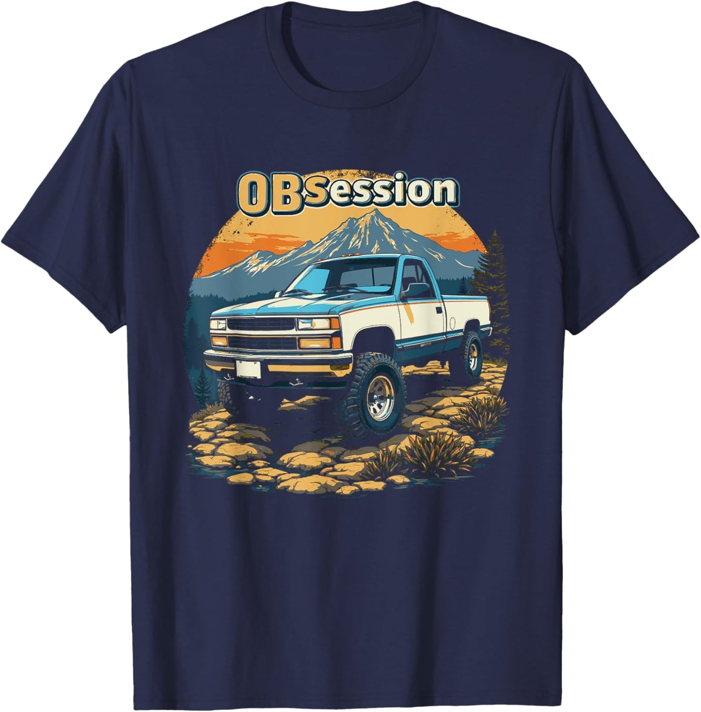 OBS Offroad 4x4 Truck Old Body Style Retro Vintage CK Truck T-Shirt - T-Shirt | Navy