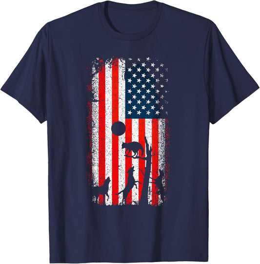 Hunting Dog American Flag Duck Bird Hunting For Boys Men T-Shirt - T-Shirt | Navy